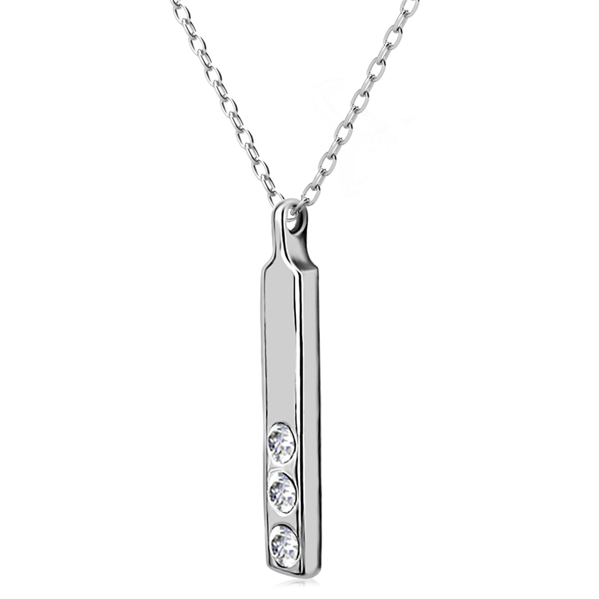 Cate & Chloe Tessa 18k White Gold Plated Bar Necklace with Swarovski Crystals, Gift for Women - Image 3