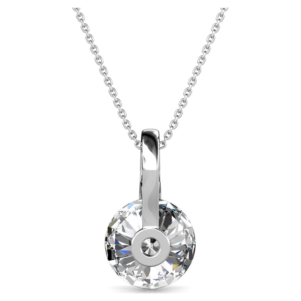 Cate & Chloe Tina 18k White Gold Plated Pendant Necklace with Round Cut Swarovski Crystal for Women - Image 5