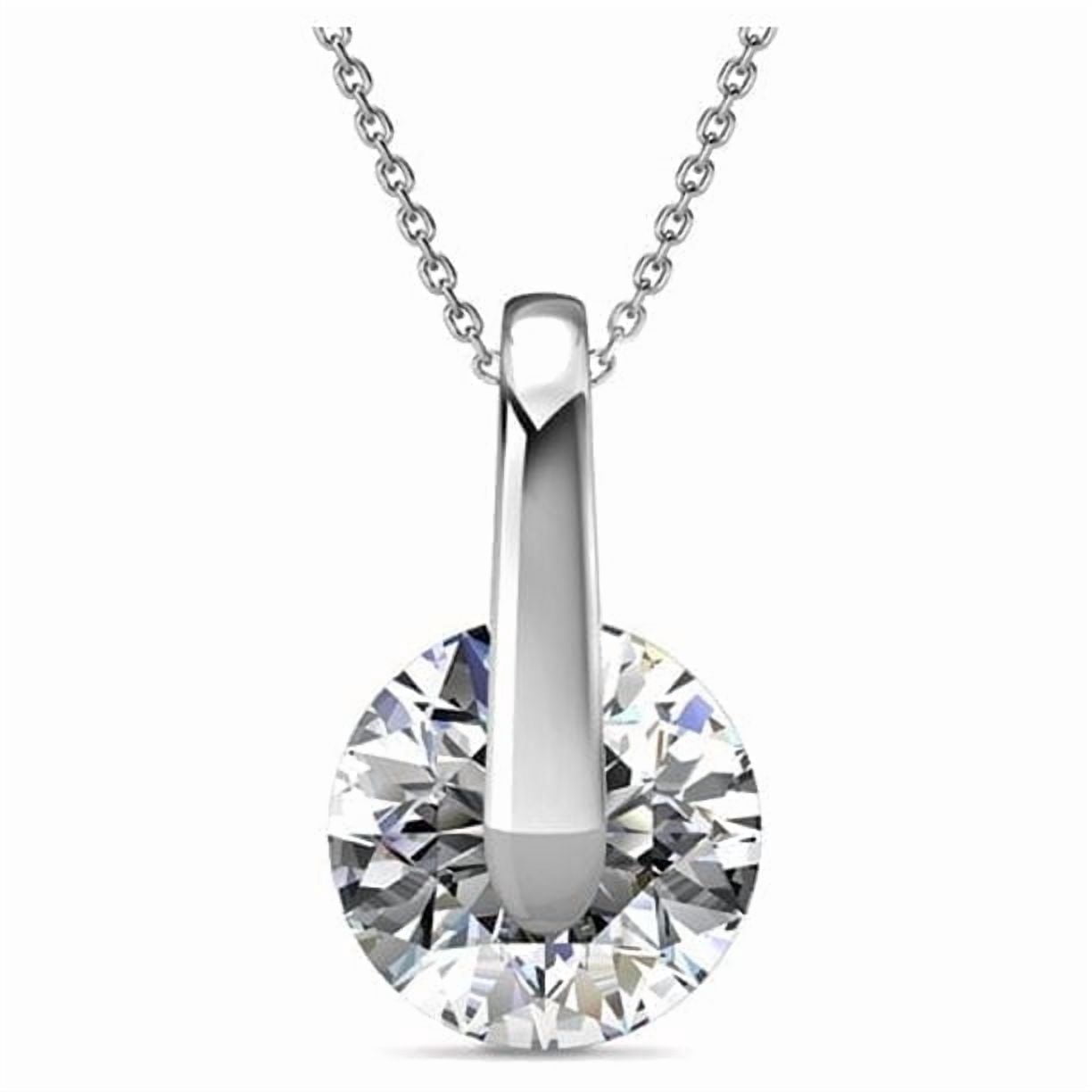 Cate & Chloe Tina 18k White Gold Plated Pendant Necklace with Round Cut Swarovski Crystal for Women