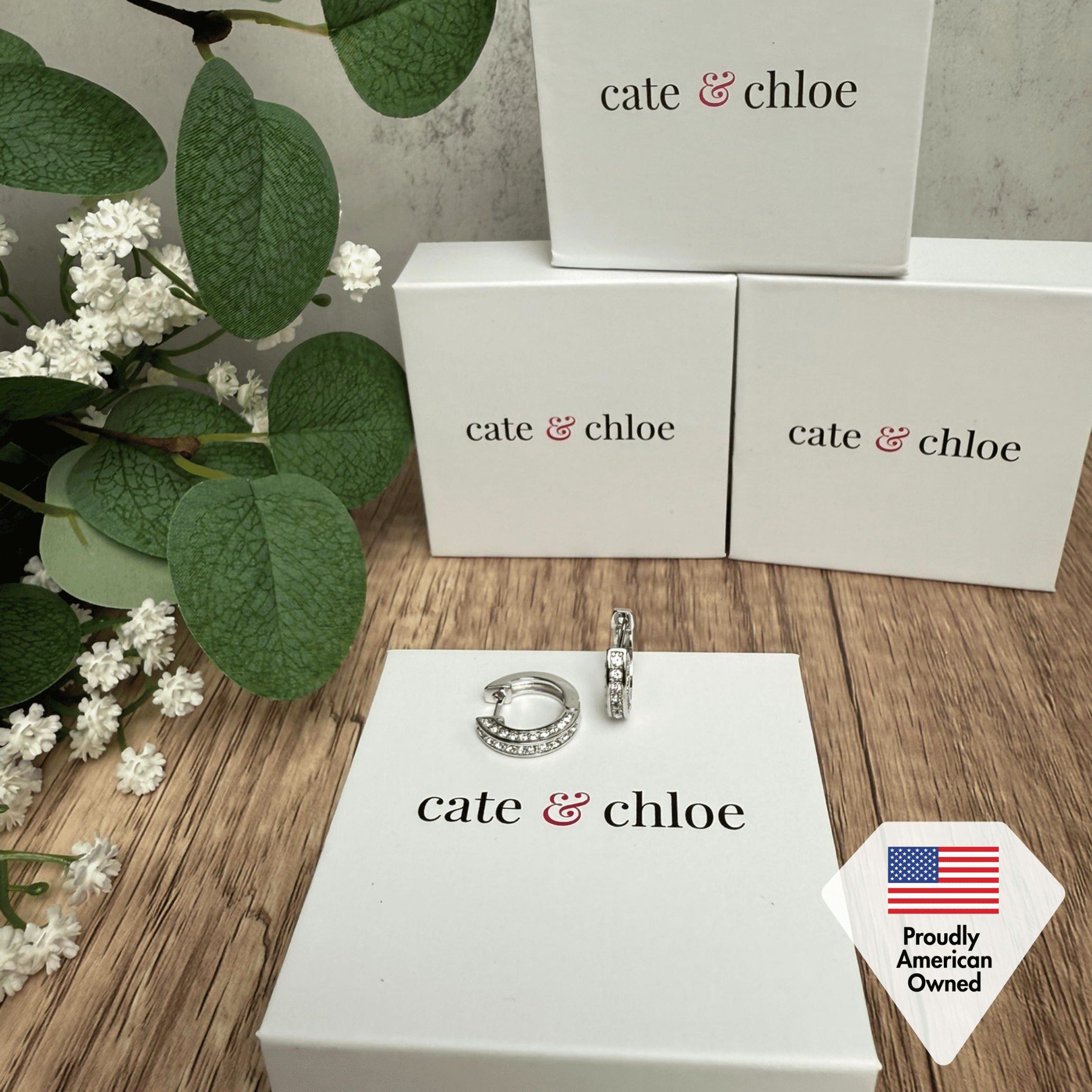 Cate & Chloe Viviana 18k White Gold Plated Silver Jewelry Set with Swarovski Crystals for Women - Image 4