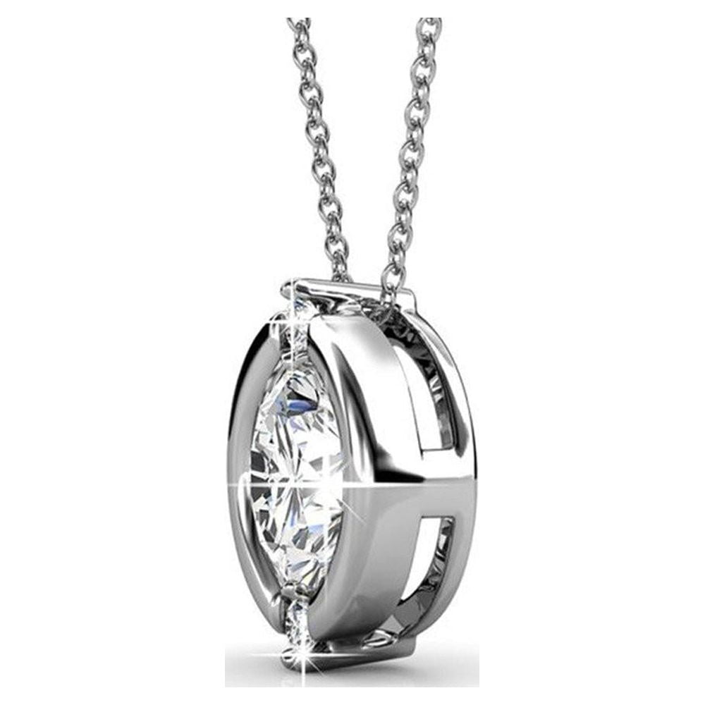 Cate & Chloe Zara 18k White Gold Plated Necklace with Round Cut Swarovski Crystal Gift for Women - Image 3