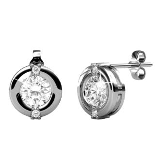 Cate & Chloe Zara 18k White Gold Plated Stud Earrings with Swarovski Crystals Gift for Women