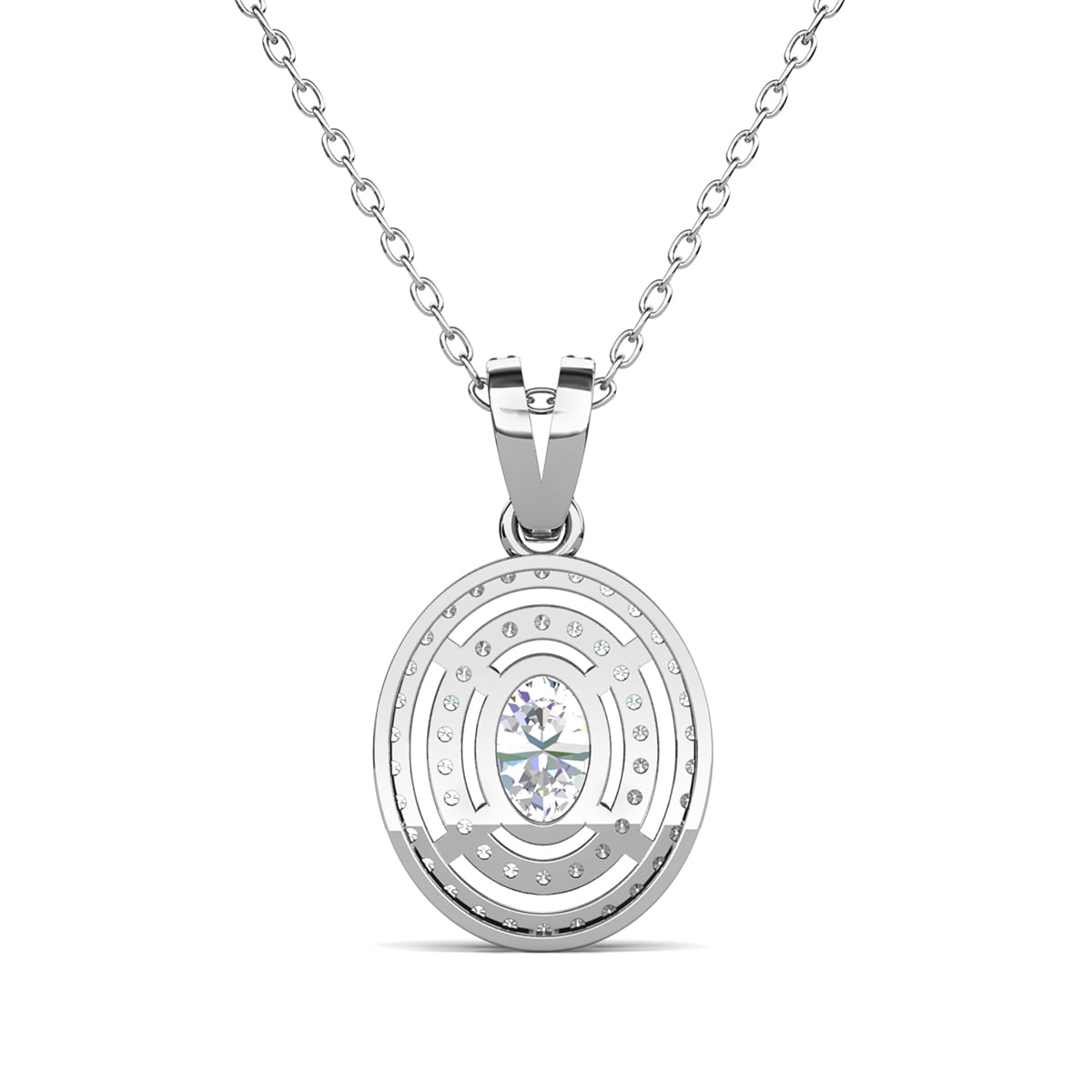 Cate & Chloe Zelda 18k White Gold Plated Pendant Necklace with Simulated Diamond Crystal for Women - Image 3