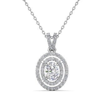 Cate & Chloe Zelda 18k White Gold Plated Pendant Necklace with Simulated Diamond Crystal for Women