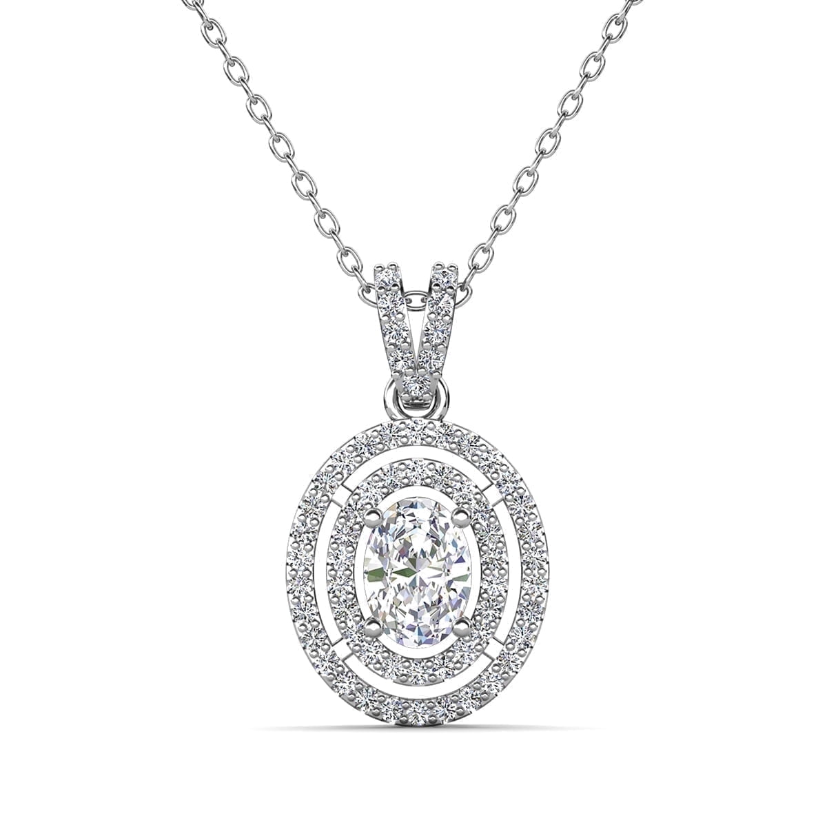 Cate & Chloe Zelda 18k White Gold Plated Pendant Necklace with Simulated Diamond Crystal for Women