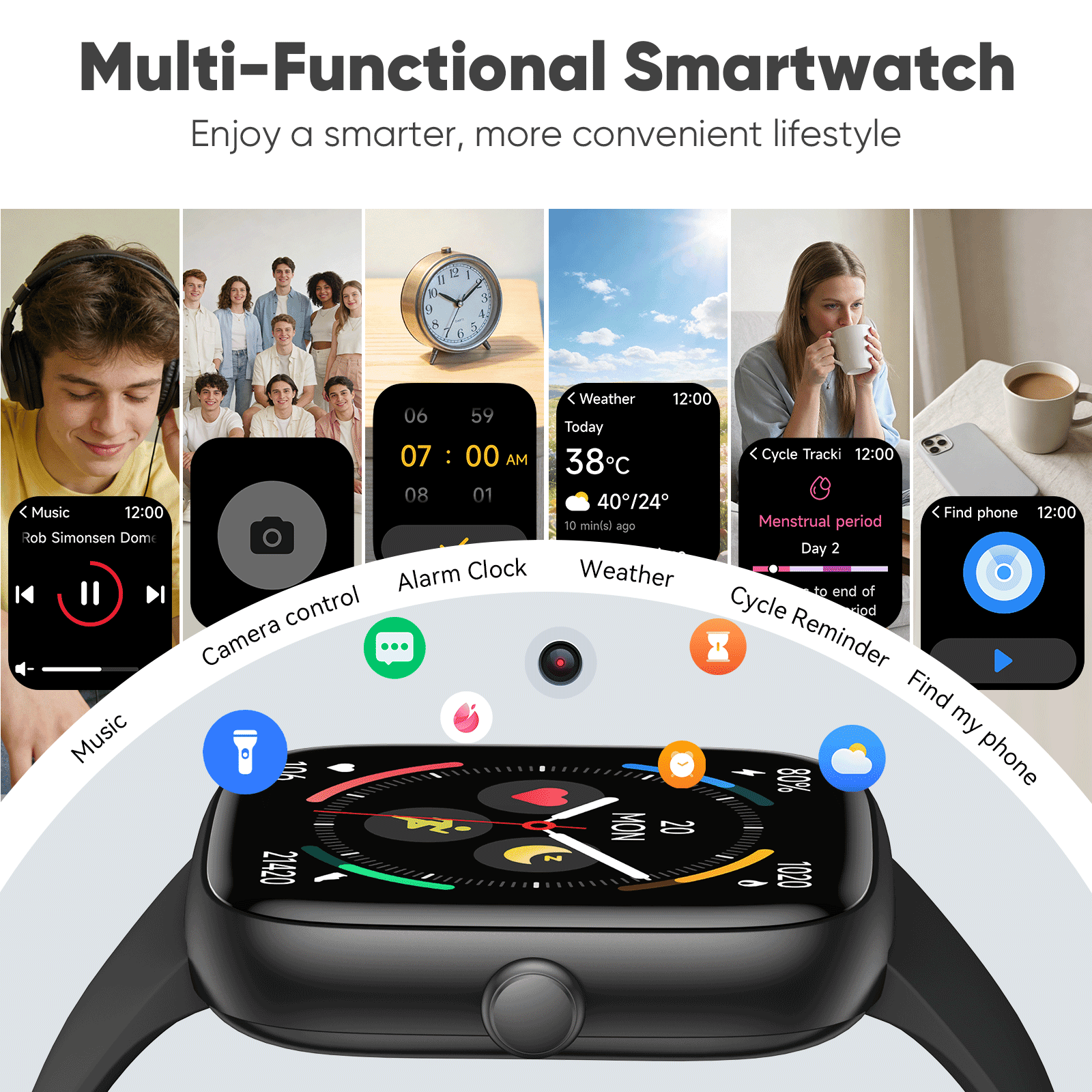 Cillso Mens Smart Watch for Android & iPhone, 1.83" Touchscreen Fitness Watch, 100+ Sports Modes, IP68 Waterproof Smartwatch with Bluetooth Call, Black - Image 4