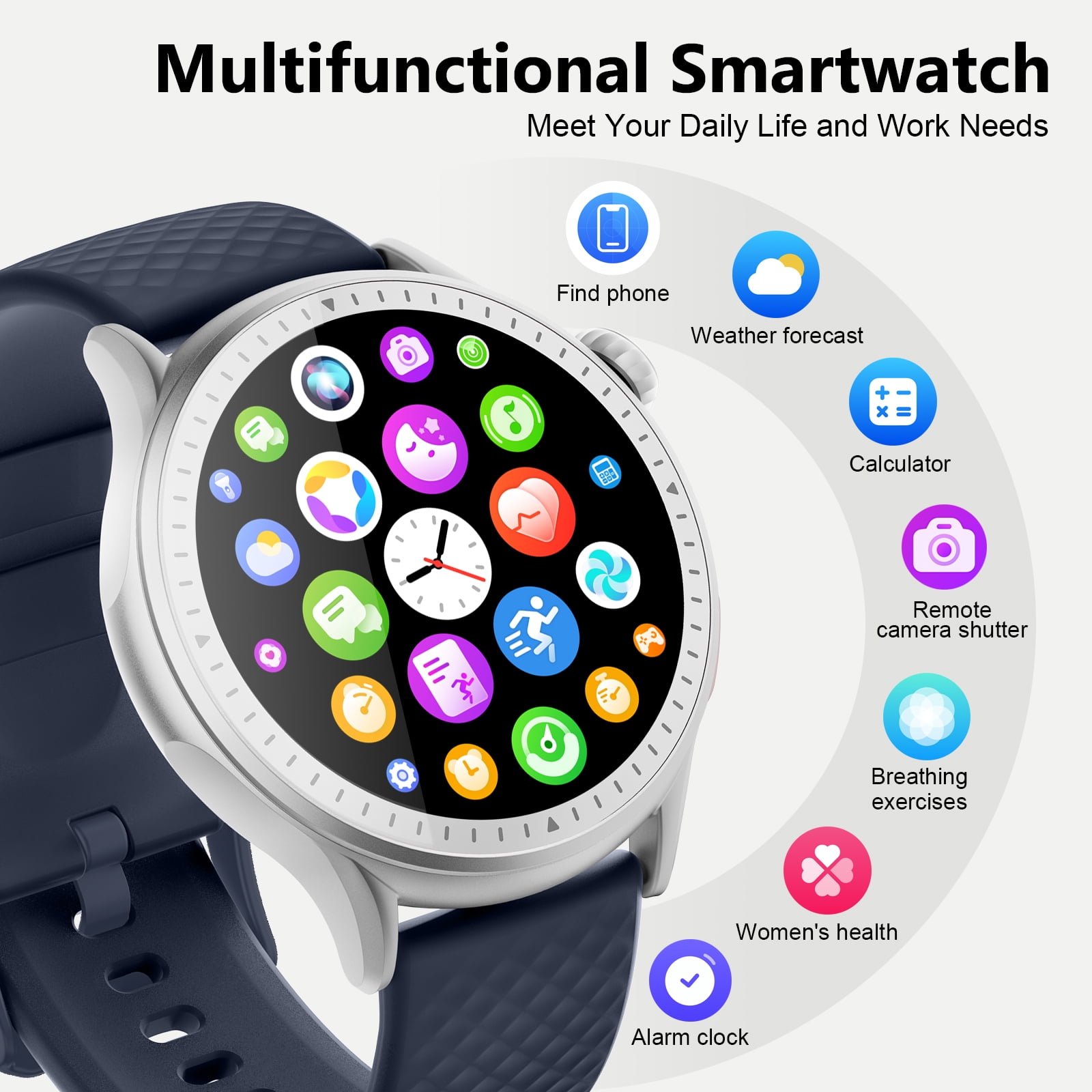Cillso Smart Watch for Men Women, 1.46" AMOLED Round Smartwatch with Bluetooth Calling, 100+ Sports Modes, Daily Activity & Sleep Tracking, 3ATM Water Resistant Fitness Tracker for Android iPhone - Image 3