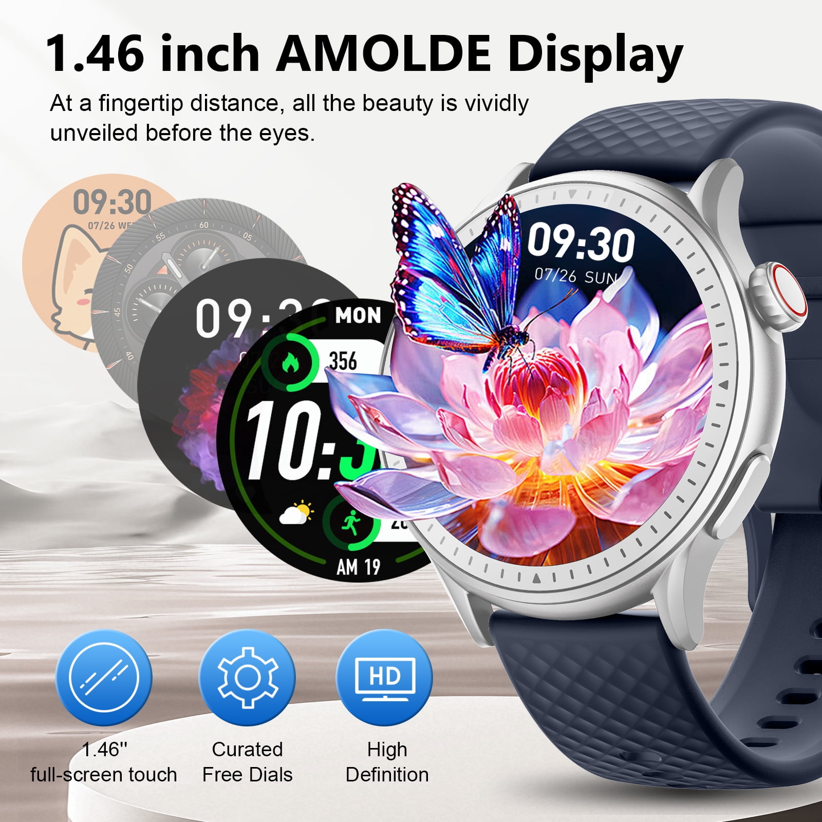 Cillso Smart Watch for Men Women, 1.46" AMOLED Round Smartwatch with Bluetooth Calling, 100+ Sports Modes, Daily Activity & Sleep Tracking, 3ATM Water Resistant Fitness Tracker for Android iPhone - Image 4
