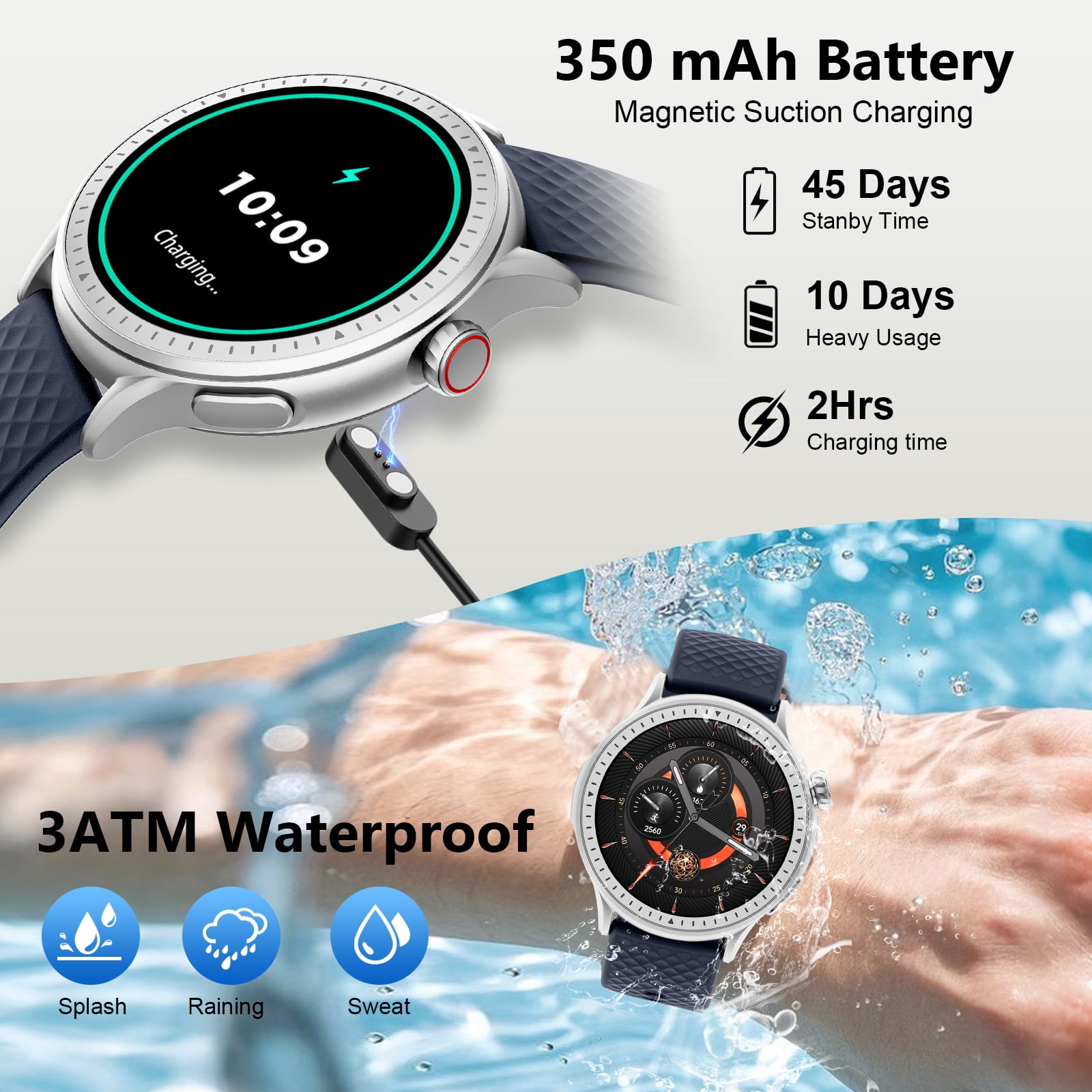 Cillso Smart Watch for Men Women, 1.46" AMOLED Round Smartwatch with Bluetooth Calling, 100+ Sports Modes, Daily Activity & Sleep Tracking, 3ATM Water Resistant Fitness Tracker for Android iPhone - Image 5