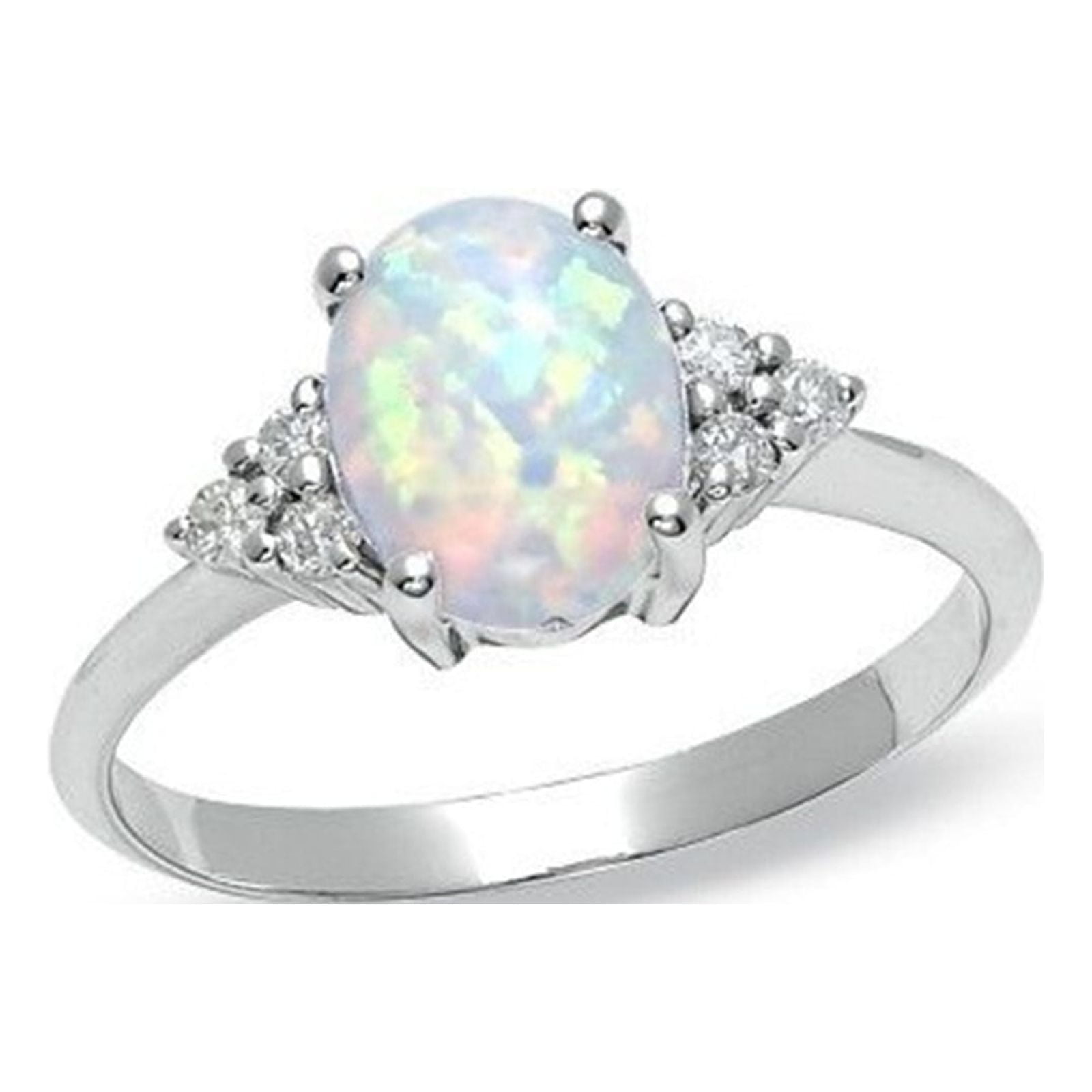 Clearance Rings for Women Oval White Fire Opal Ring 925 Sterling Silver Gemstone Jewelry For Women - Image 3