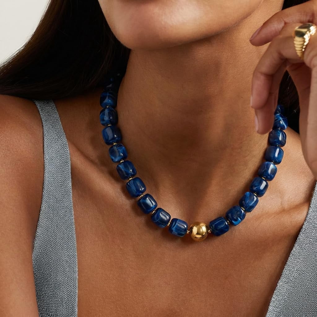 Colorful Chunky Beaded Necklace for Women Trendy Summer Jewelry Statement Big Large Resin Bead Bubble Choker Necklaces Boho Charm Fashion Jewelry - Image 4