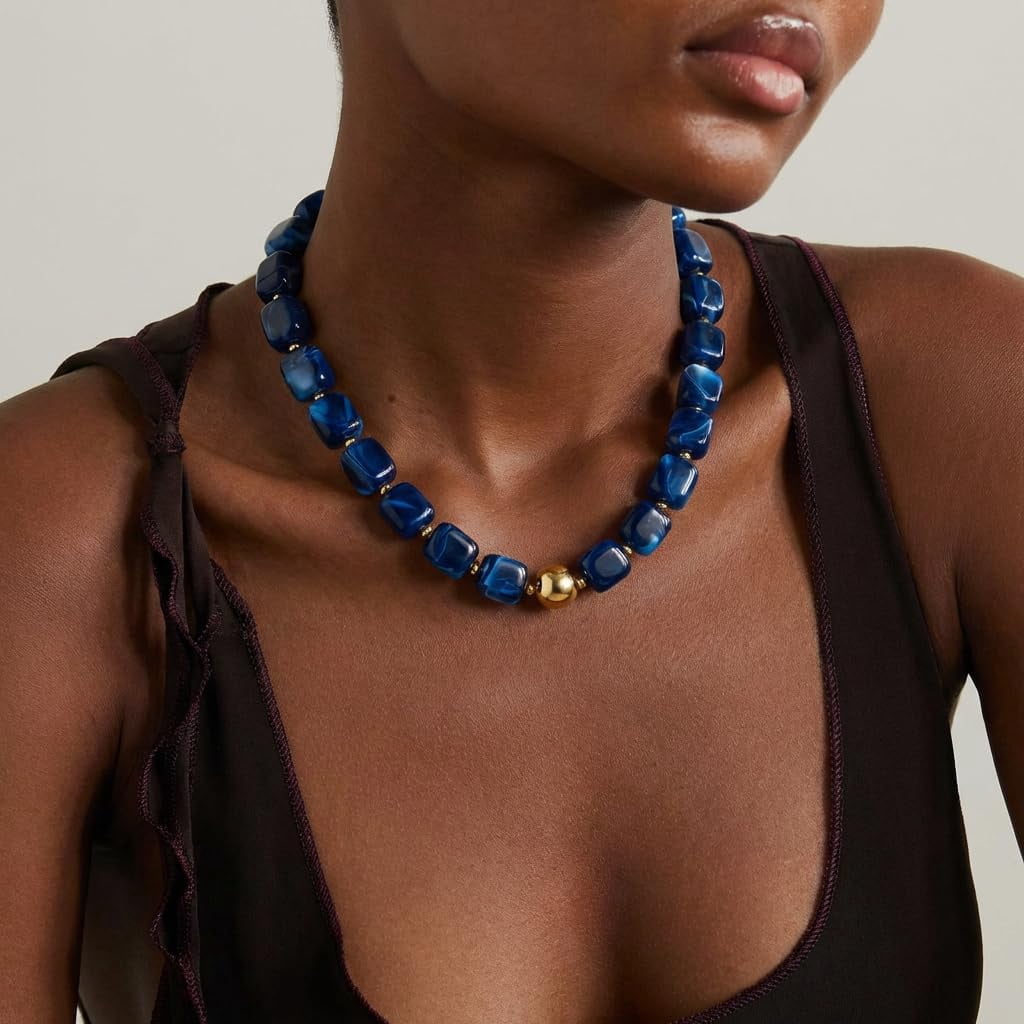 Colorful Chunky Beaded Necklace for Women Trendy Summer Jewelry Statement Big Large Resin Bead Bubble Choker Necklaces Boho Charm Fashion Jewelry - Image 2
