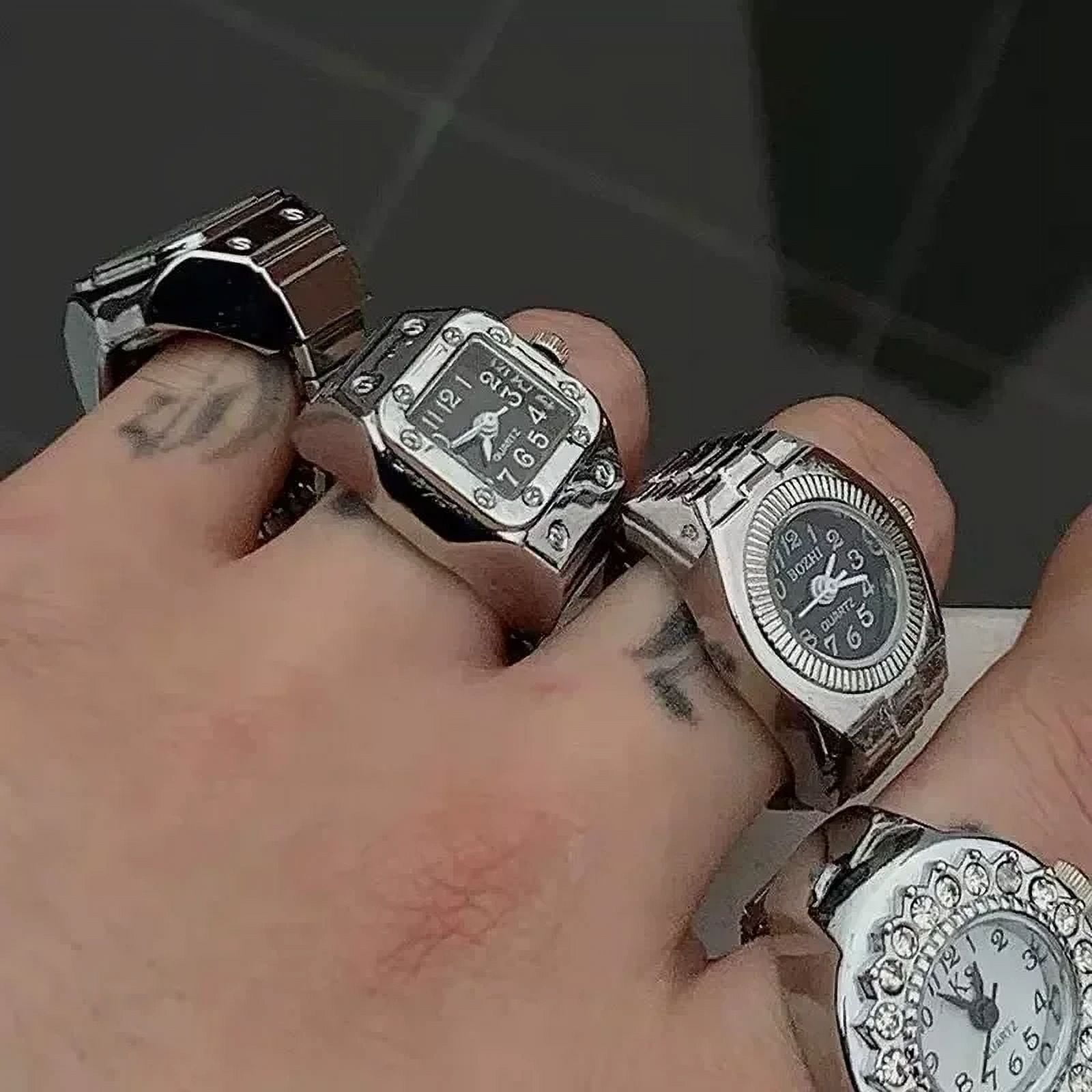 Colorful Watch Ring Women Men Retro Sliver Pointer Quartz Clock Finger Rings Punk Alloy Strap Watches Jewelry Accessories - Image 4