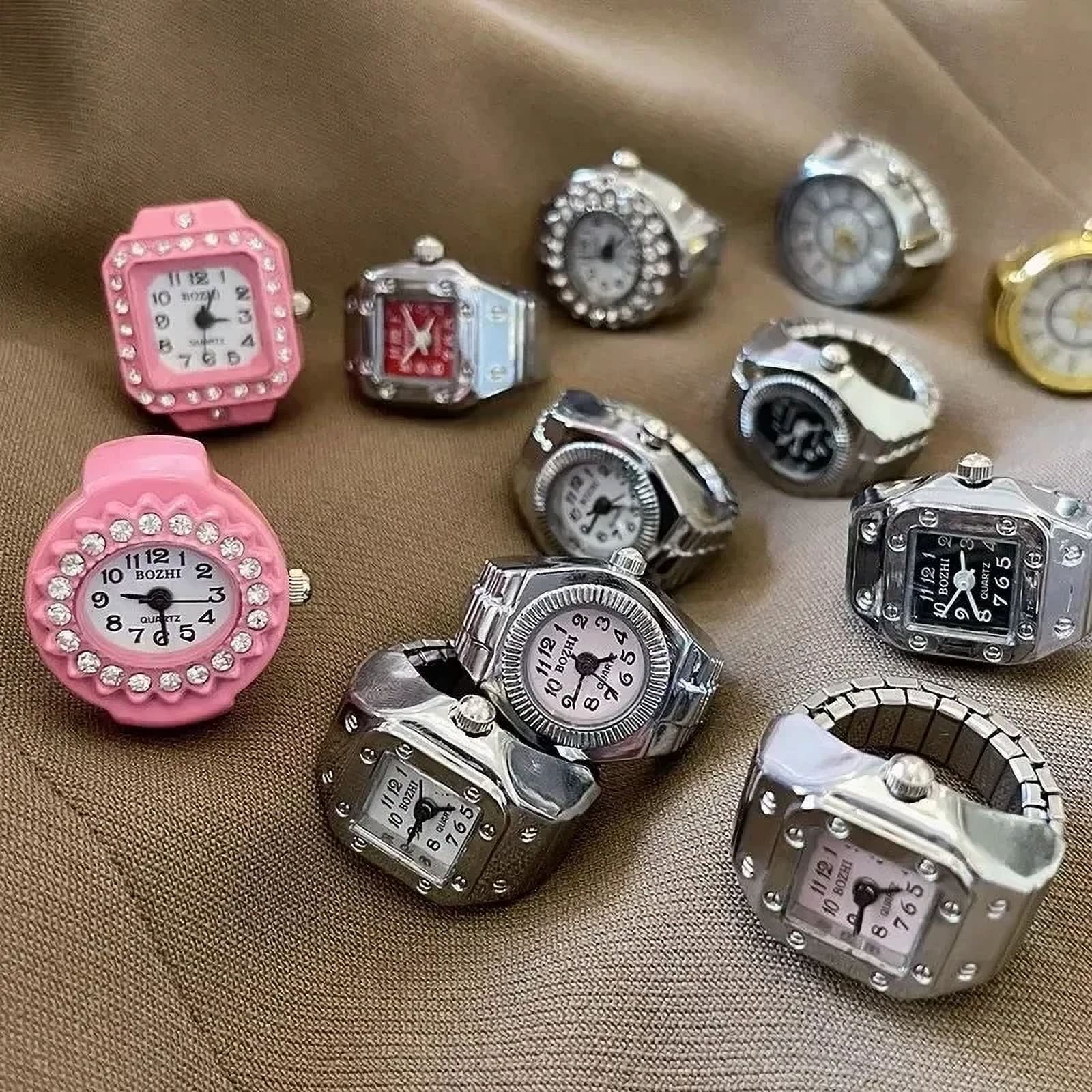 Colorful Watch Ring Women Men Retro Sliver Pointer Quartz Clock Finger Rings Punk Alloy Strap Watches Jewelry Accessories - Image 5