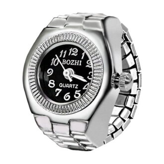 Colorful Watch Ring Women Men Retro Sliver Pointer Quartz Clock Finger Rings Punk Alloy Strap Watches Jewelry Accessories