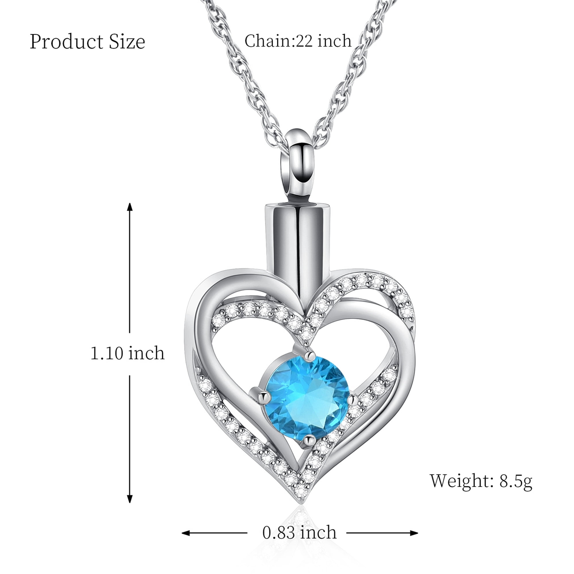Cremation Jewelry Heart Urn Necklace for Ashes for Women Memorial Keepsake Simulated Birthstone Pendant - Image 2