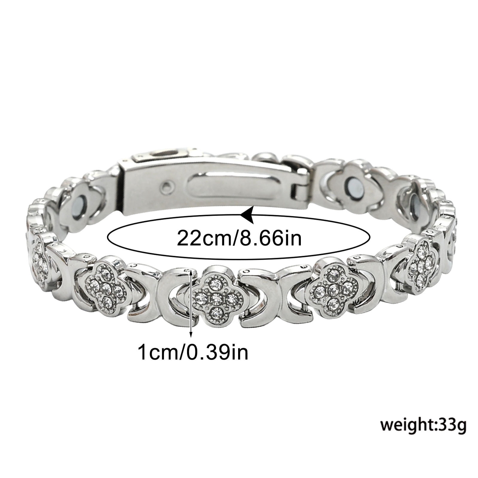 DAMAI Pure Copper Clover Magnetic Bracelet, Ultra Strength Magnetic Bracelet with 3800 Gauss Magnets & Sparkling Cubic Zirconia, Adjustable Healing Jewelry Gift for Women - Image 3