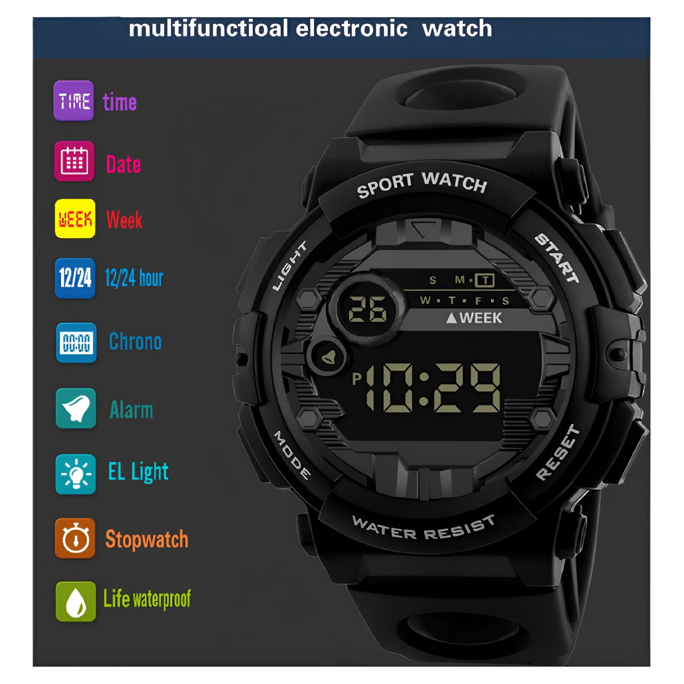 DESIGNICE 2026 New Sport Watch Luxury Mens Digital Led Watch Date Men Outdoor Electronic Watch Wrist Watches, for Sports, Outdoor Activities, Hiking, Casual Wear, Gym - Image 2