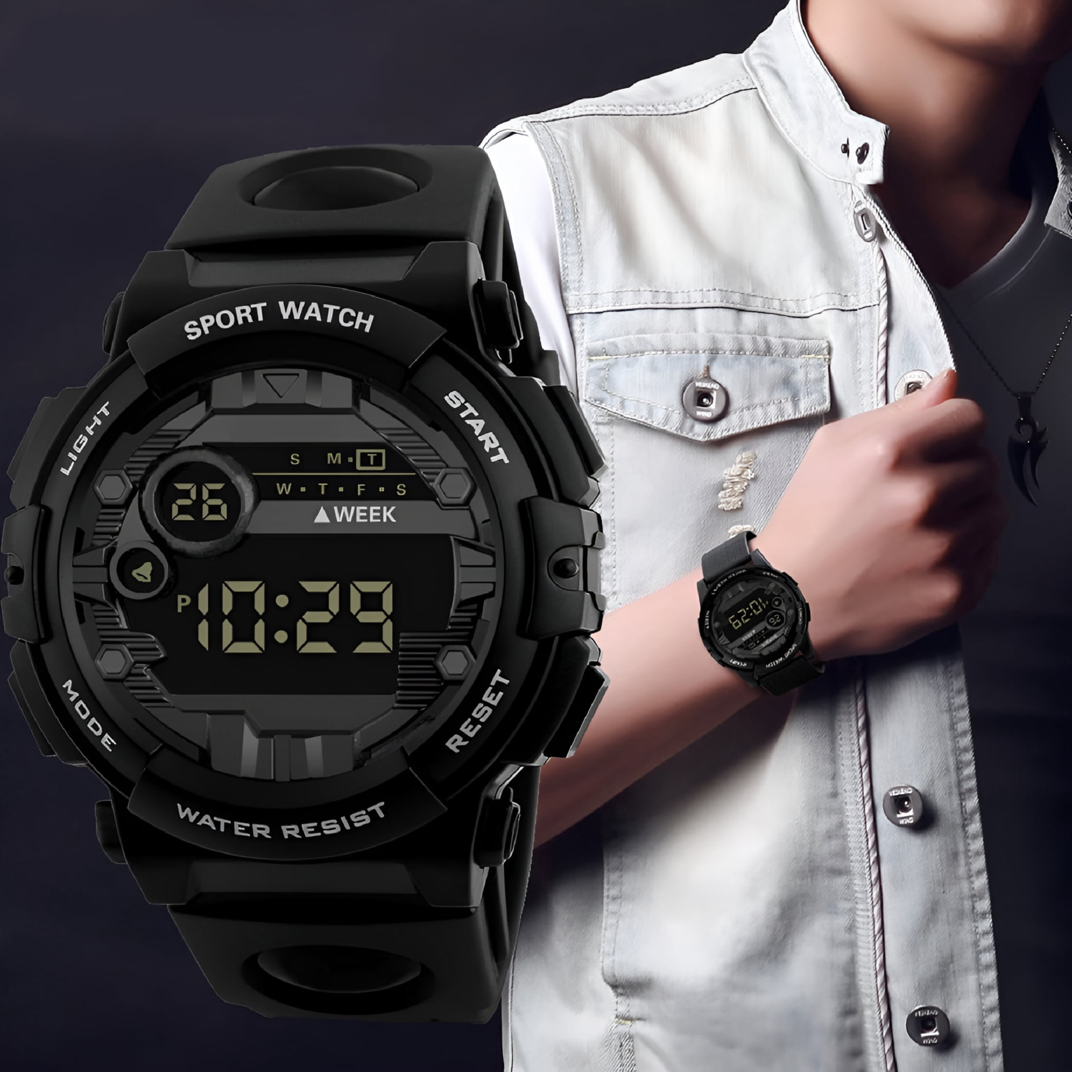 DESIGNICE 2026 New Sport Watch Luxury Mens Digital Led Watch Date Men Outdoor Electronic Watch Wrist Watches, for Sports, Outdoor Activities, Hiking, Casual Wear, Gym - Image 4