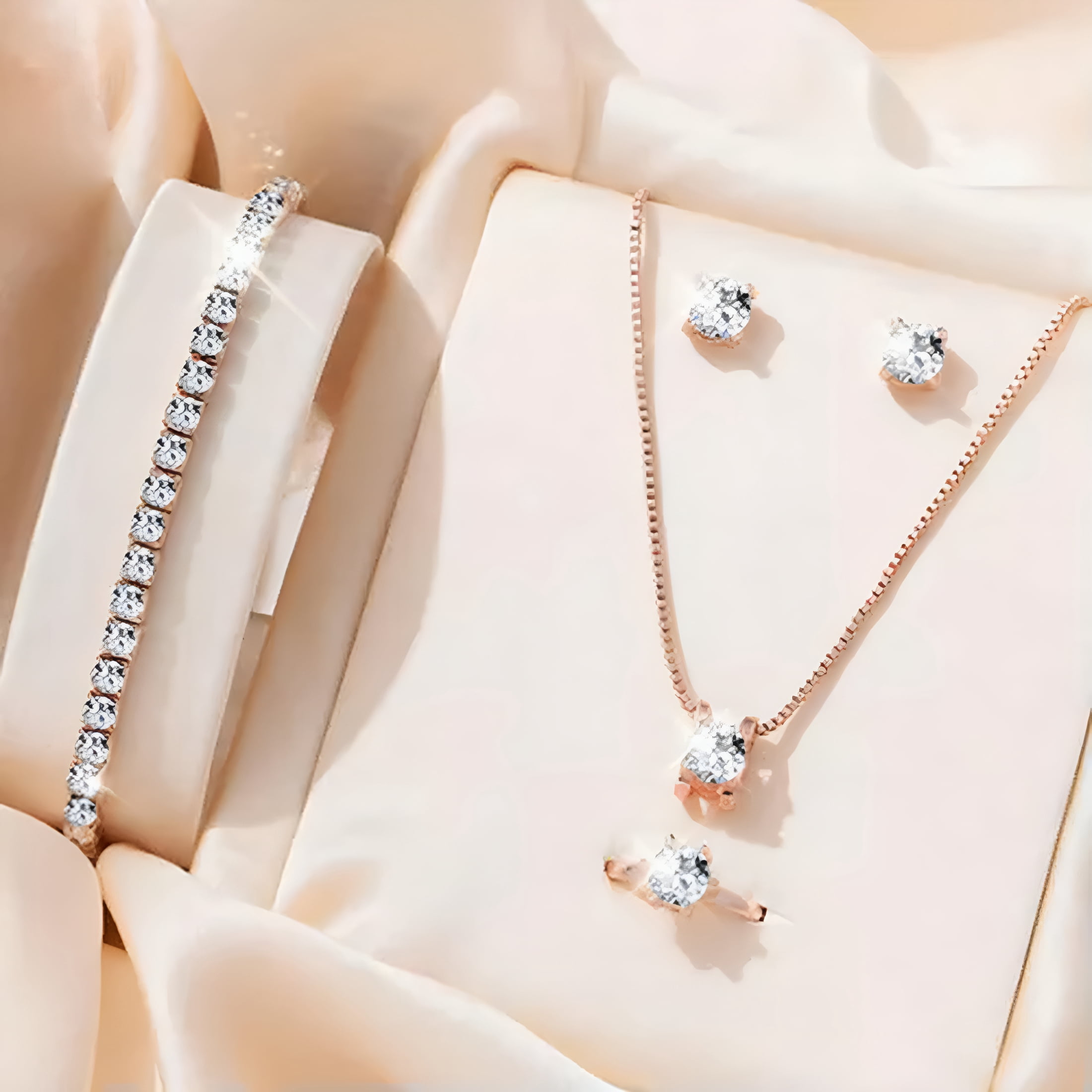 DESIGNICE 5Pcs Elegant Crystal Delicate Jewelry Sets For Women Necklace Earrings Ring Bracelet - Image 2