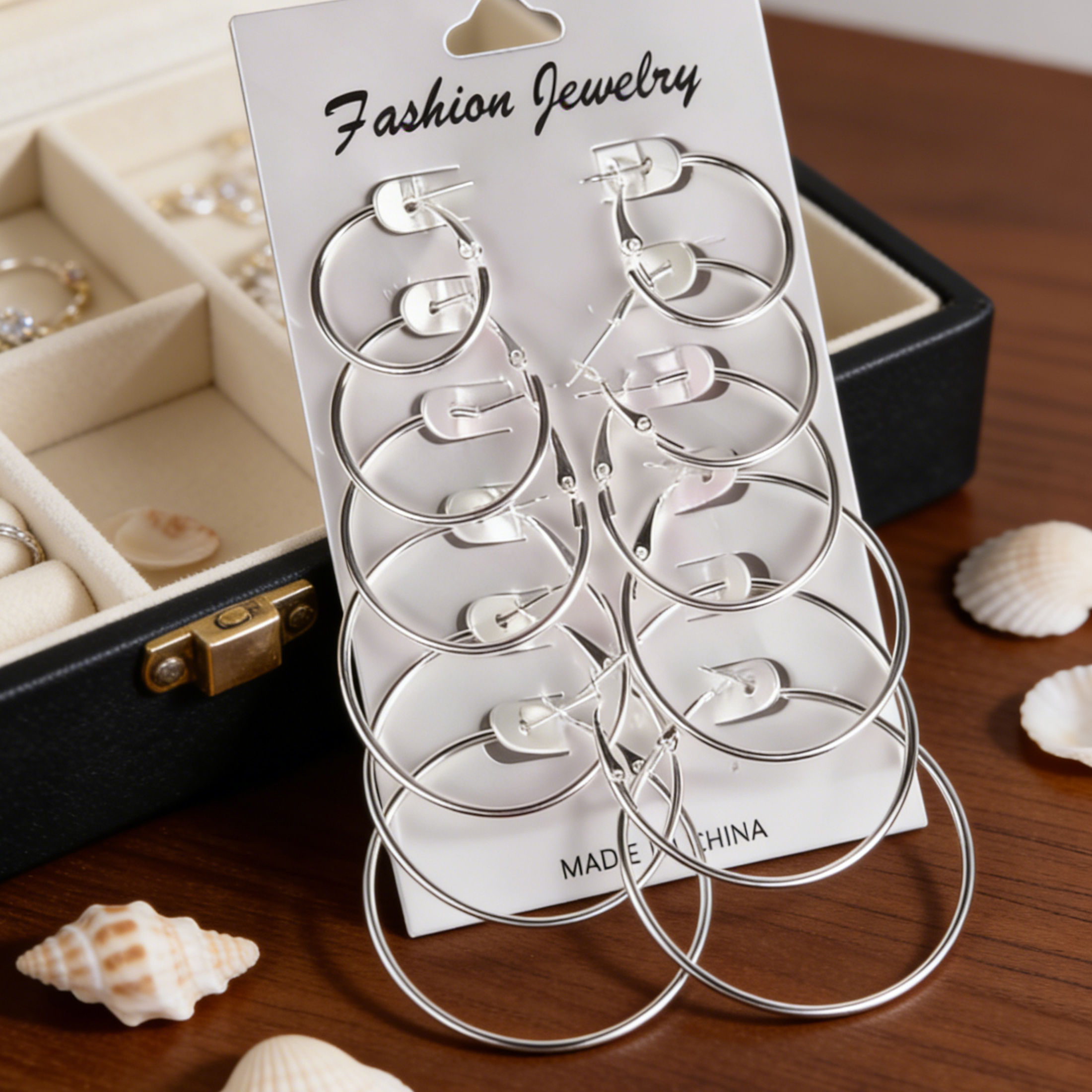 DESIGNICE 6 Pairs Silver Hoop Earrings Set for Women, Hypoallergenic 25-50mm Aperture Jewelry, Trendy Lightweight Metal Earrings for Sensitive Ears - Image 4