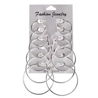 DESIGNICE 6 Pairs Silver Hoop Earrings Set for Women, Hypoallergenic 25-50mm Aperture Jewelry, Trendy Lightweight Metal Earrings for Sensitive Ears