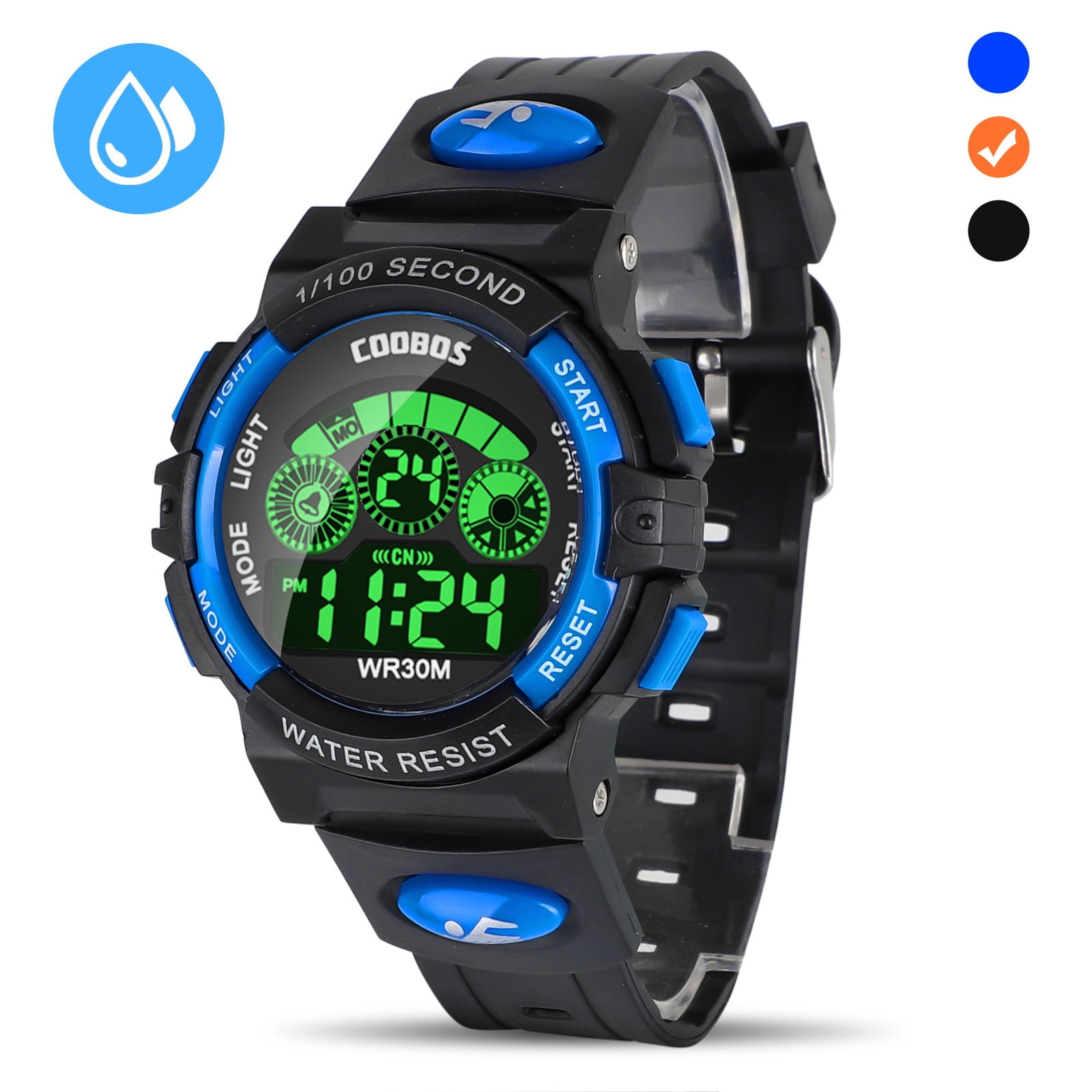 Digital Watch, Boys Sports Waterproof Led Watches with Alarm, Stopwatch, Multifunctional Outdoor Electronic Analog Quartz Wrist Watches with Colorful LED Display, Gift for Boy Girls