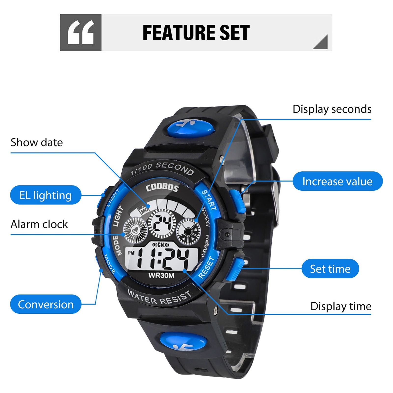 Digital Watch, Boys Sports Waterproof Led Watches with Alarm, Stopwatch, Multifunctional Outdoor Electronic Analog Quartz Wrist Watches with Colorful LED Display, Gift for Boy Girls - Image 2