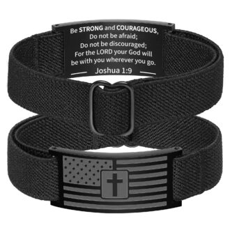 DORANA Black American Flag Cross Bracelets for Men Boys Catholic Christian Religious Birthday Fathers Day Jewelry Gifts Teen Him Dad Tween Son Boyfriend Preteen Teen Adults Kids Age Ideas