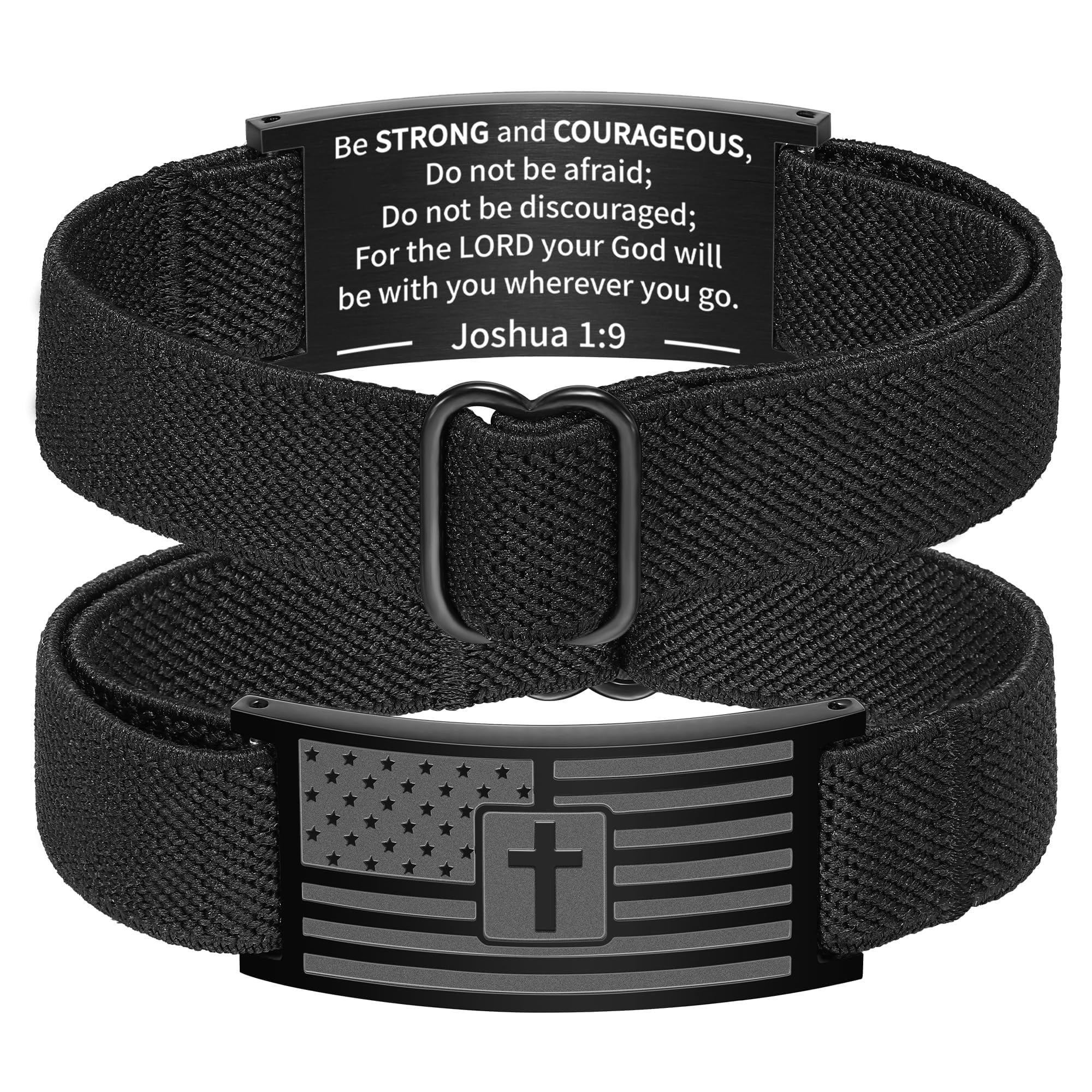 DORANA Black American Flag Cross Bracelets for Men Boys Catholic Christian Religious Birthday Fathers Day Jewelry Gifts Teen Him Dad Tween Son Boyfriend Preteen Teen Adults Kids Age Ideas