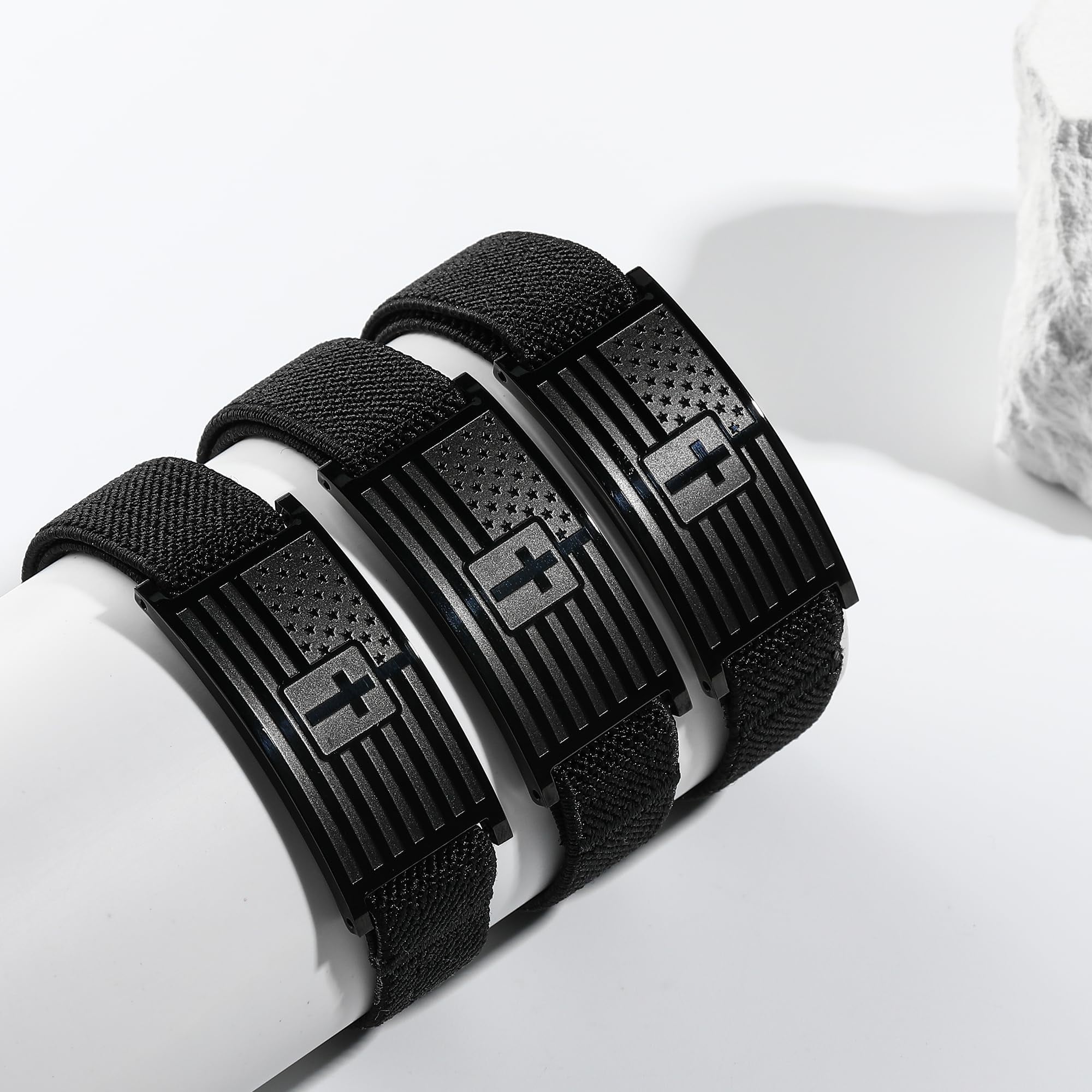 DORANA Black American Flag Cross Bracelets for Men Boys Catholic Christian Religious Birthday Fathers Day Jewelry Gifts Teen Him Dad Tween Son Boyfriend Preteen Teen Adults Kids Age Ideas - Image 4