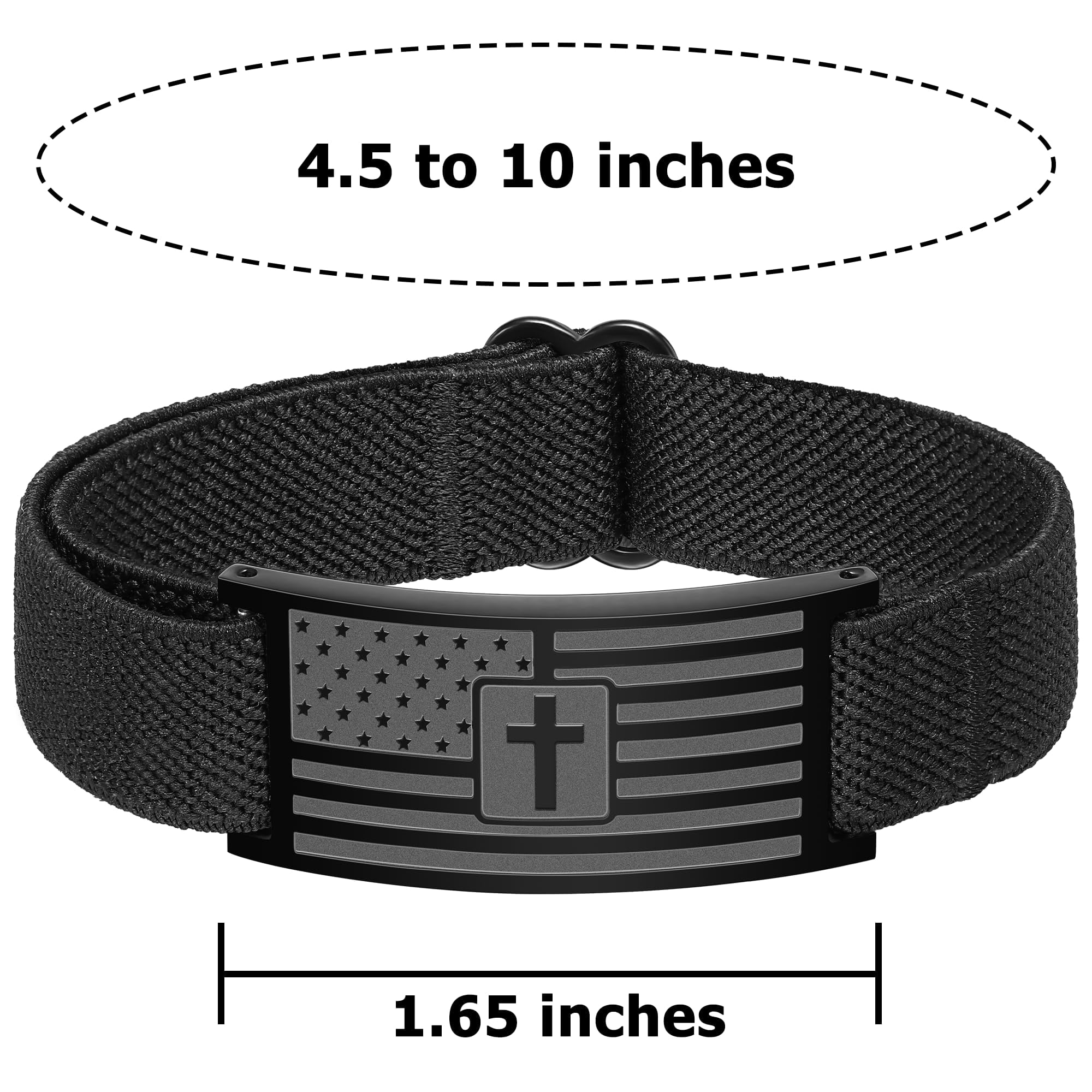 DORANA Black American Flag Cross Bracelets for Men Boys Catholic Christian Religious Birthday Fathers Day Jewelry Gifts Teen Him Dad Tween Son Boyfriend Preteen Teen Adults Kids Age Ideas - Image 5