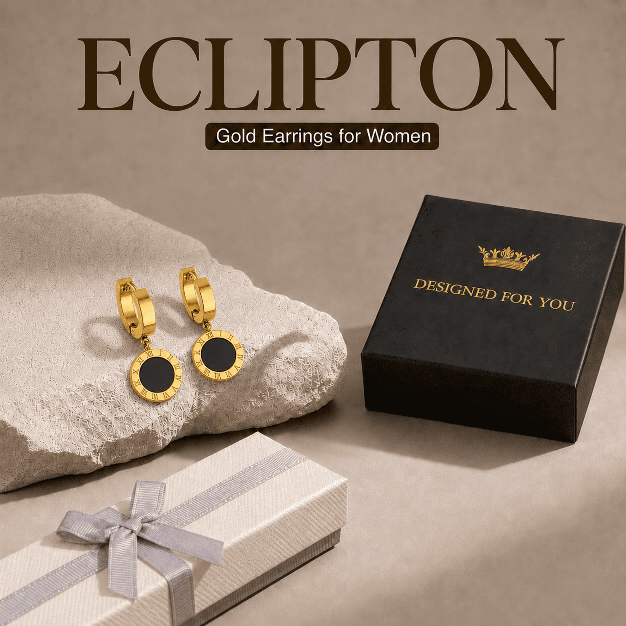 Eclipton® Trendy Gold Dangle Earrings for Women, 14K Gold Plated, Lightweight Hypoallergenic Jewelry, Fashion Accessories, Gifts for Women - Image 3
