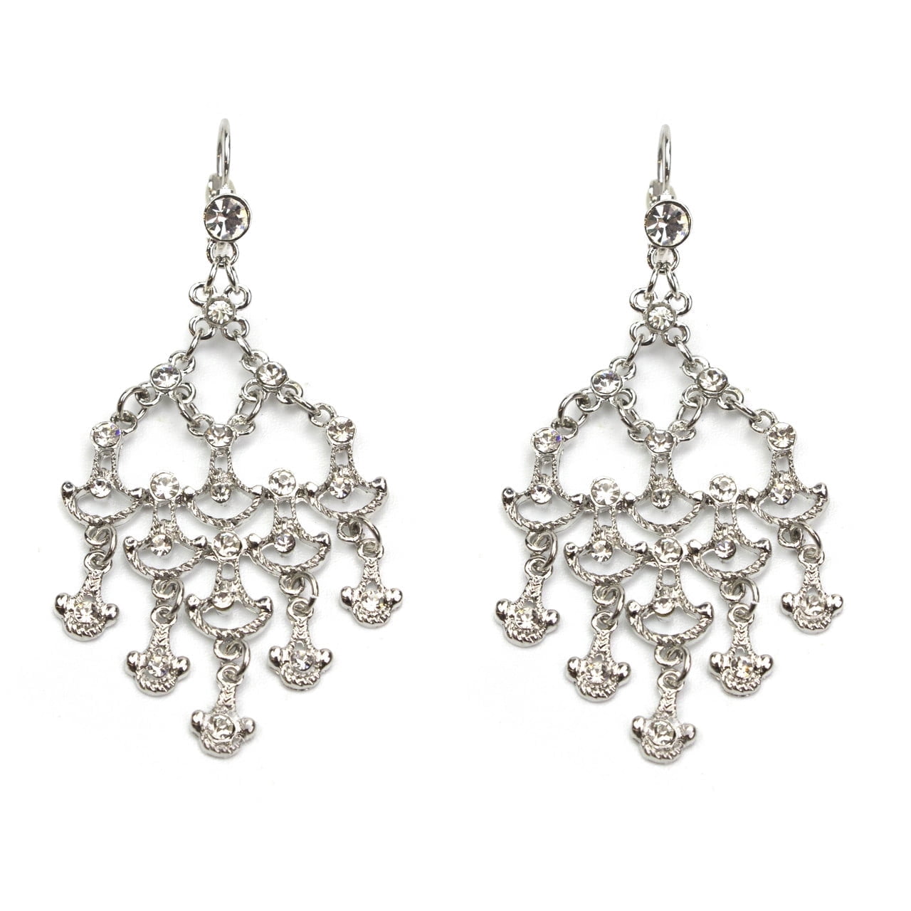 Elegant Crystal Chandelier Drop Earrings - 3 Inch Vintage Style Statement Dangle Earrings for Wedding, Prom, Special Occasions Jewelry Earring Silver