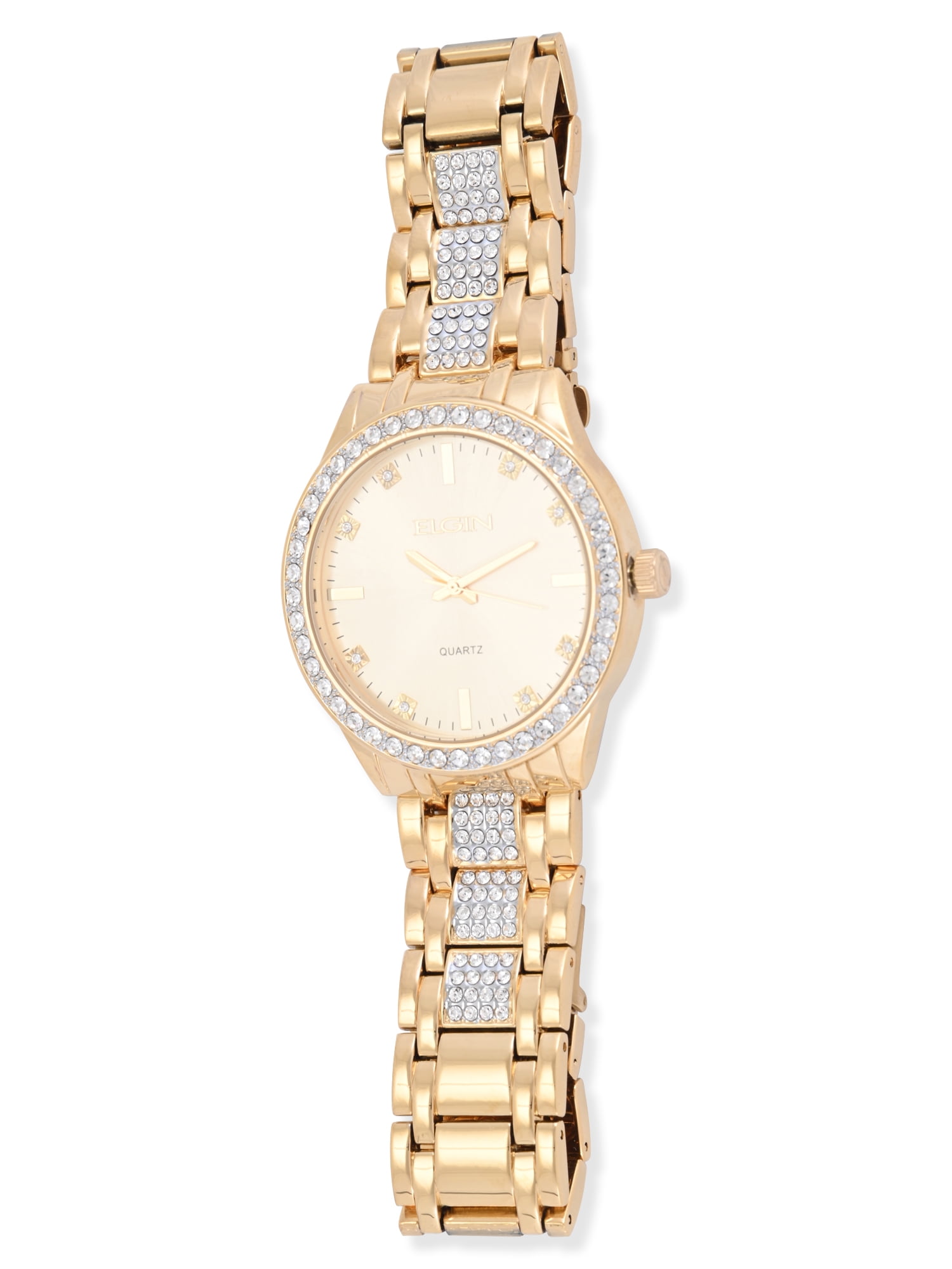 Elgin Adult Men's Gold Round Case Watch with Crystal Bzel and Bracelet. (FG180039) - Image 2