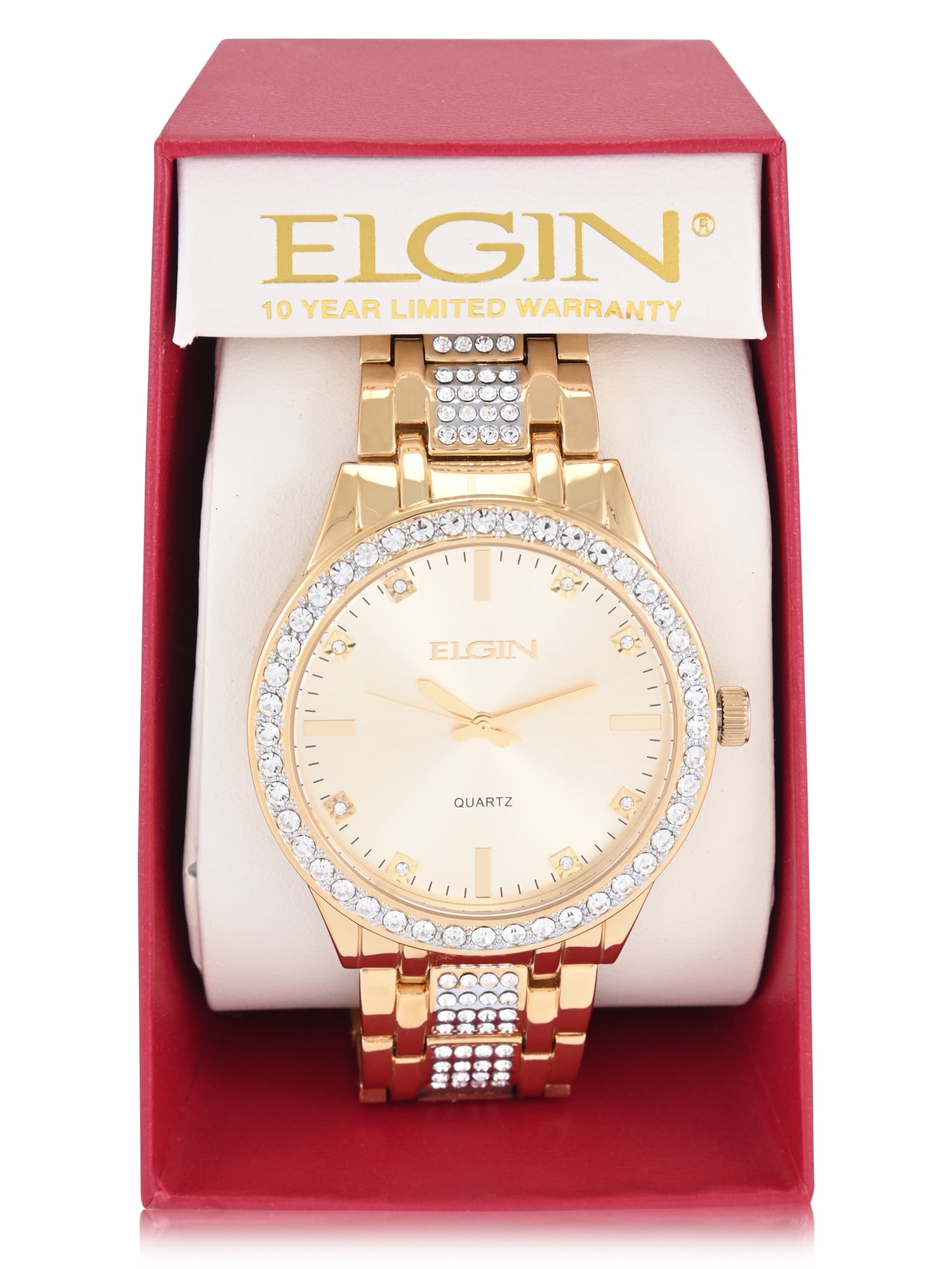 Elgin Adult Men's Gold Round Case Watch with Crystal Bzel and Bracelet. (FG180039) - Image 3