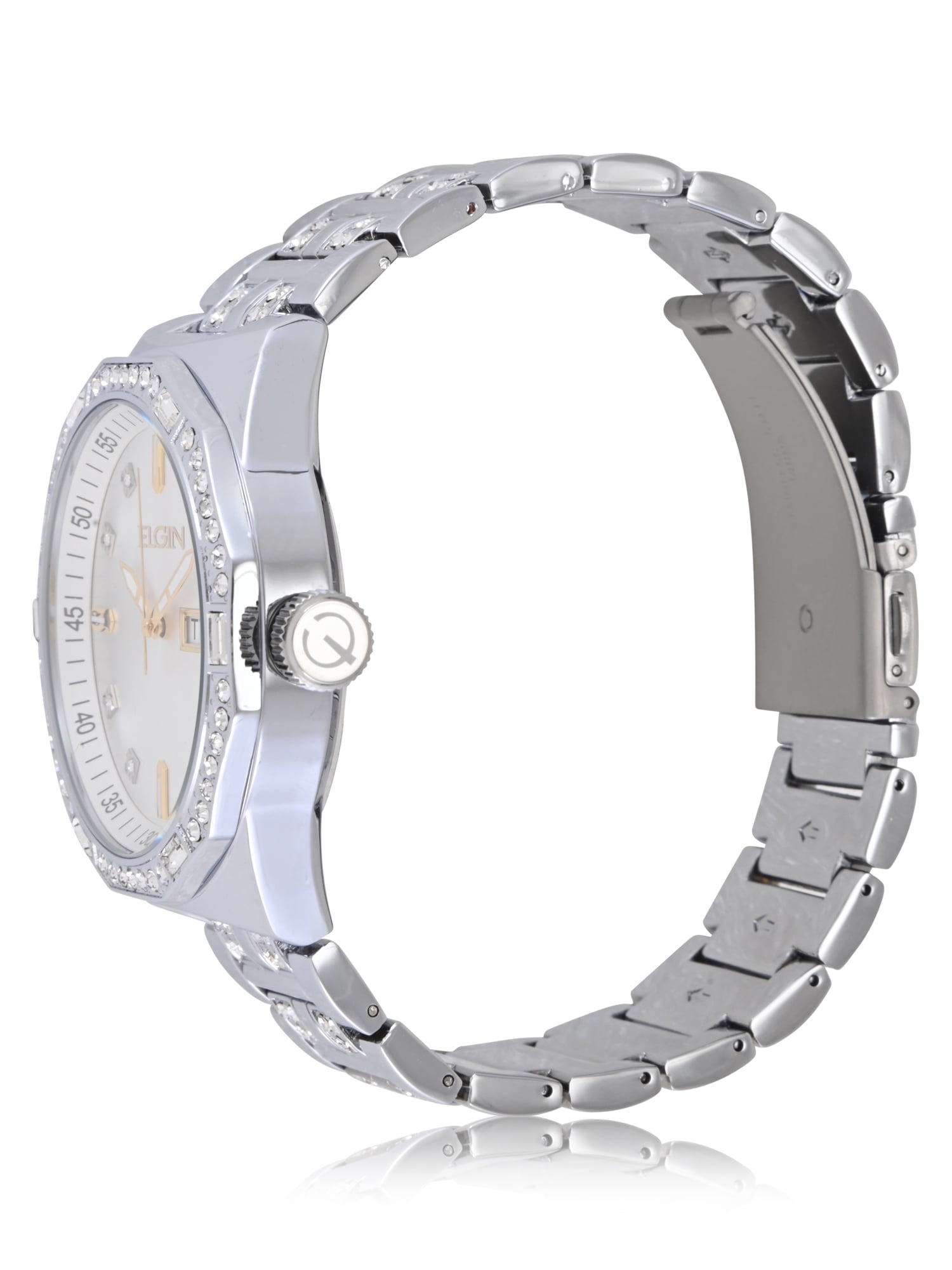 Elgin Adult Men's Silver and Crsytal Round Case Watch with Date Feature. (FG180036) - Image 2