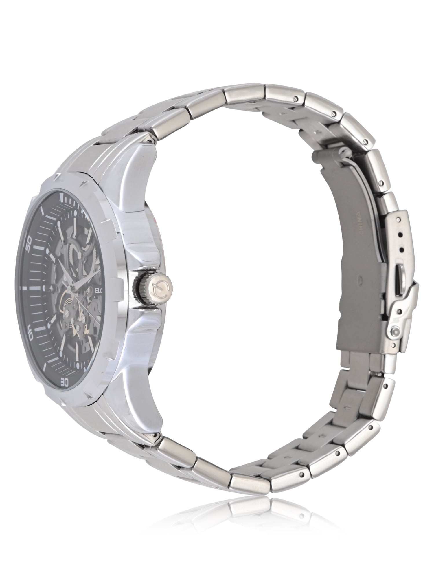 Elgin Adult Men's Silver Round Case Watch with Faux Skeleton Dial. (FG180031) - Image 3