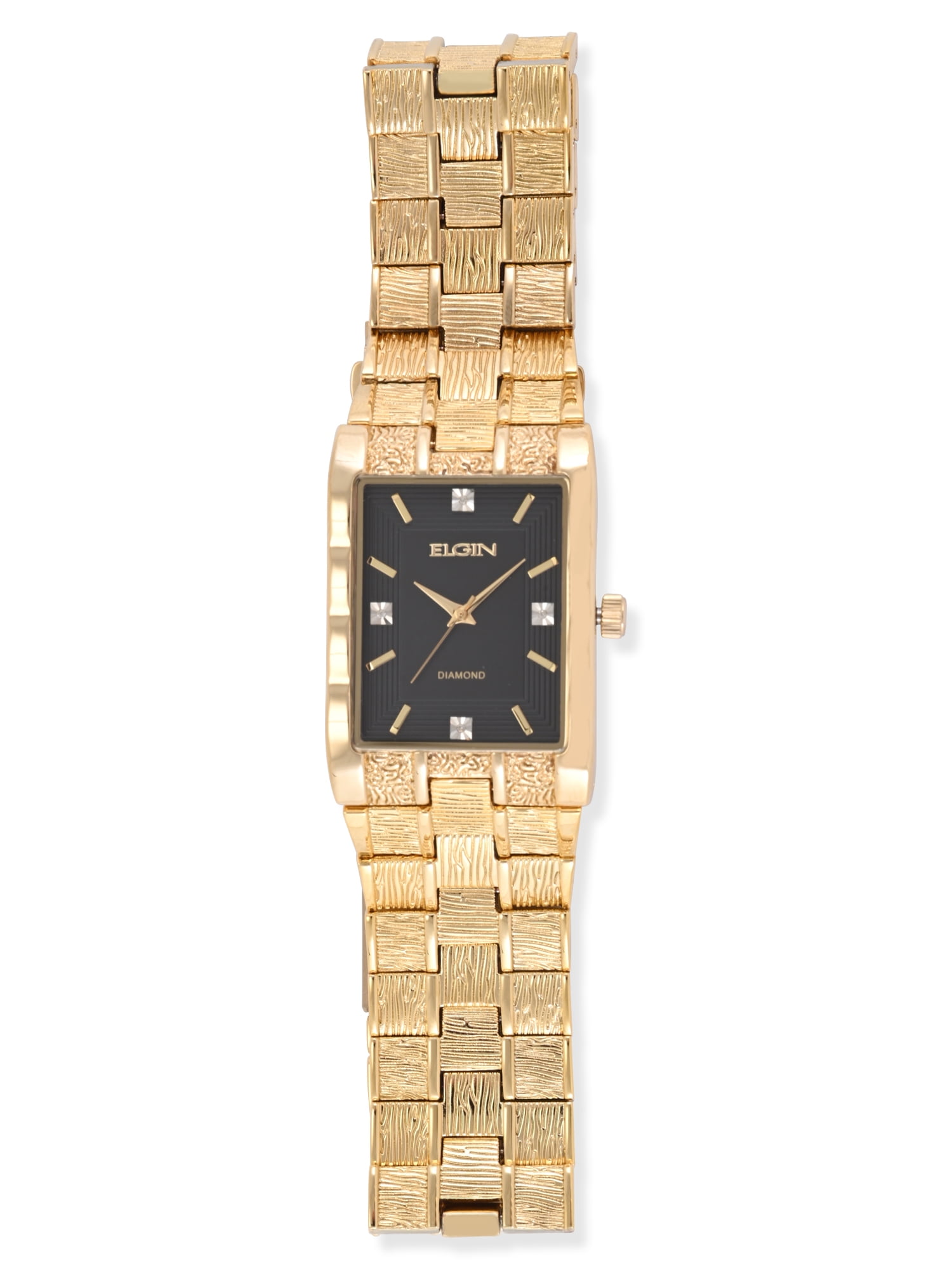 Elgin Adult Men's Tank Case Watch with Brushed Bark Bracelet and Diamond Dial. (FG180030) - Image 2