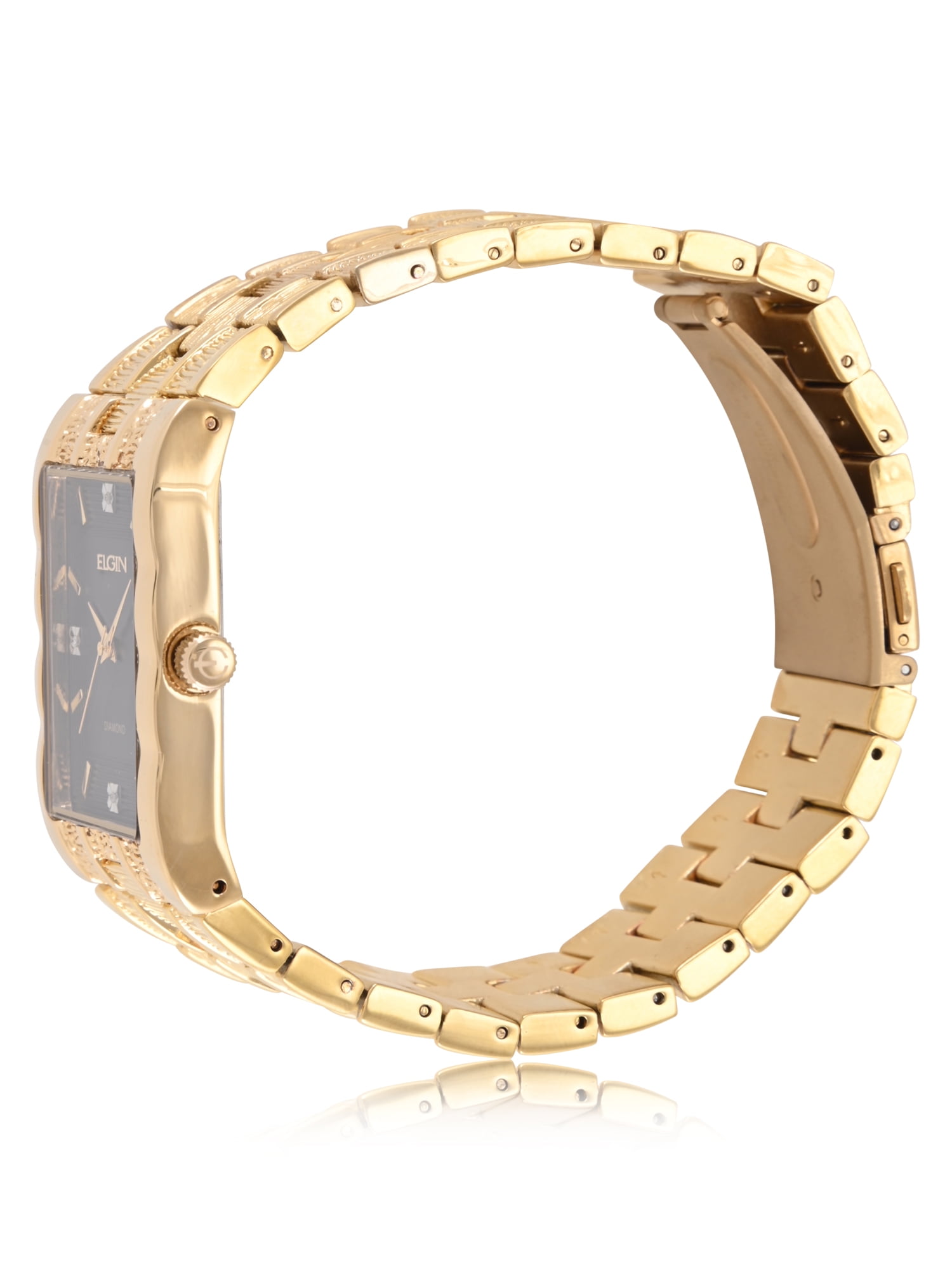 Elgin Adult Men's Tank Case Watch with Brushed Bark Bracelet and Diamond Dial. (FG180030) - Image 4