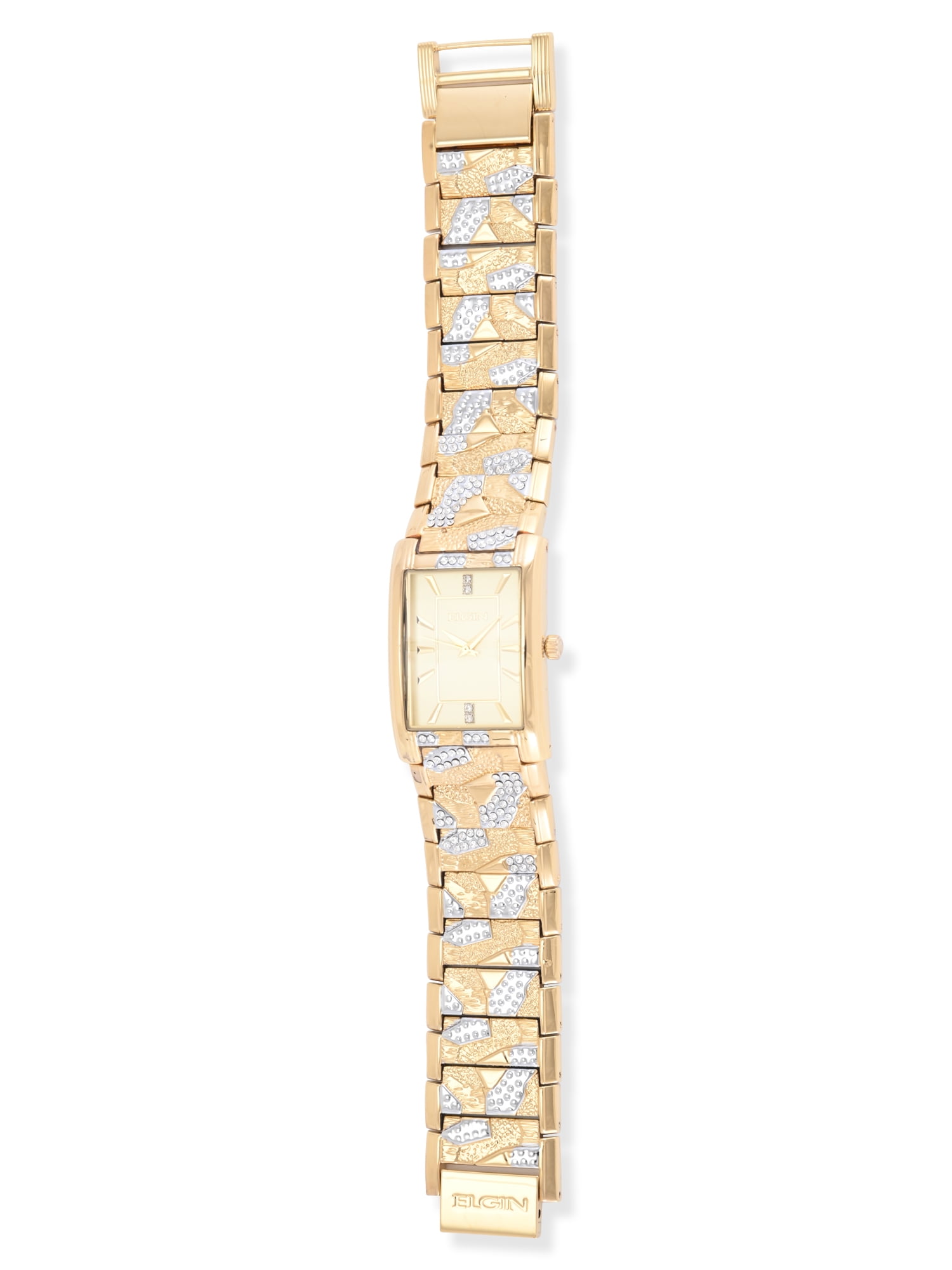 Elgin Adult Men's Tank Case Watch with Crystal and Brushed Bark Bracelet. (FG180033) - Image 2
