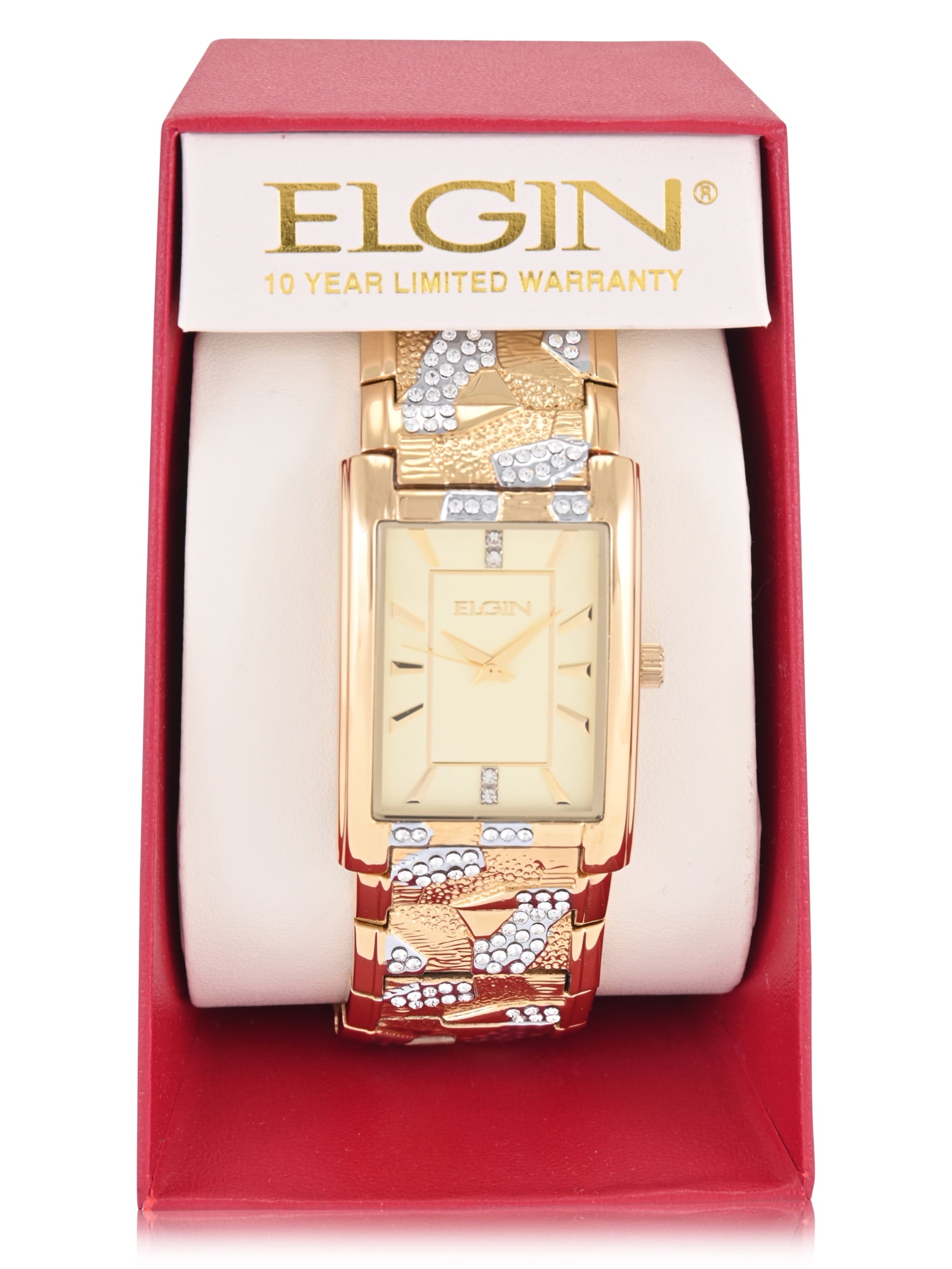 Elgin Adult Men's Tank Case Watch with Crystal and Brushed Bark Bracelet. (FG180033) - Image 4