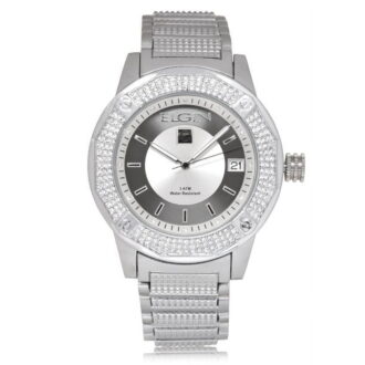Elgin Men’s Silver Tone Analog Quartz Watch with Round Crystal Dial, Classic Every Day Style (FG160032)