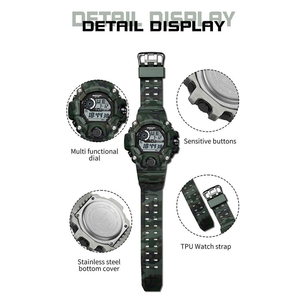 Explojoy Tactical Digital Watch – Waterproof Camouflage Design with Multifunction Display - Image 3