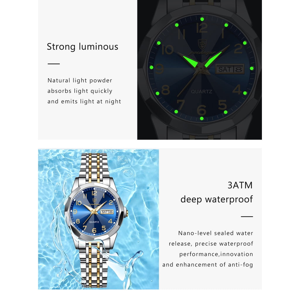 Explojoy Women's Waterproof Quartz Watch – Stainless Steel with Luminous Dial - Image 4