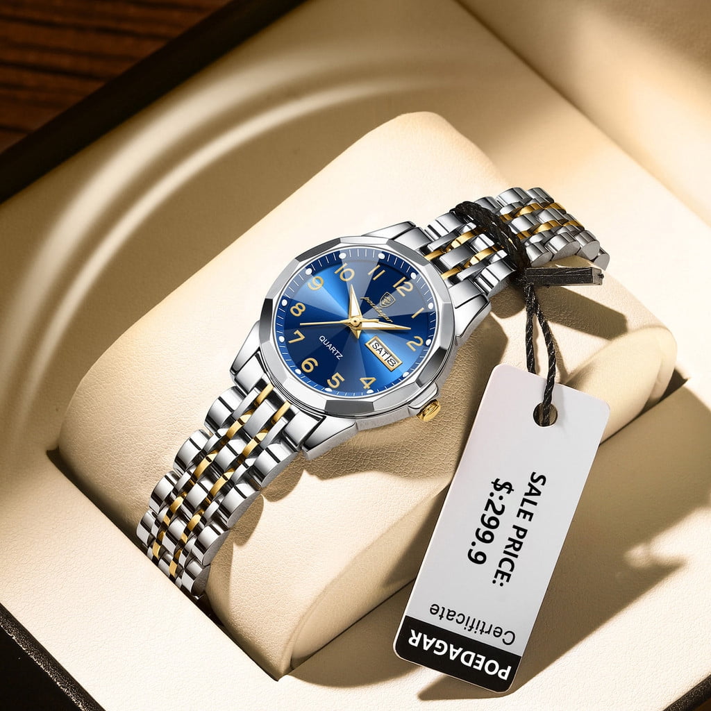 Explojoy Women's Waterproof Quartz Watch – Stainless Steel with Luminous Dial - Image 3