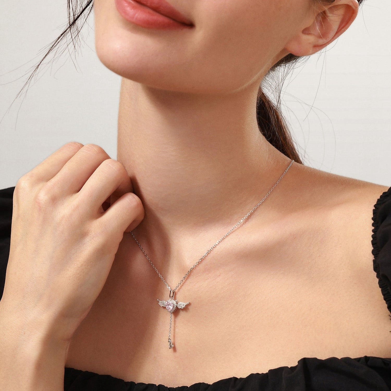 FANCIME "Angel's Love" Sterling Silver Necklace PInk - Image 3
