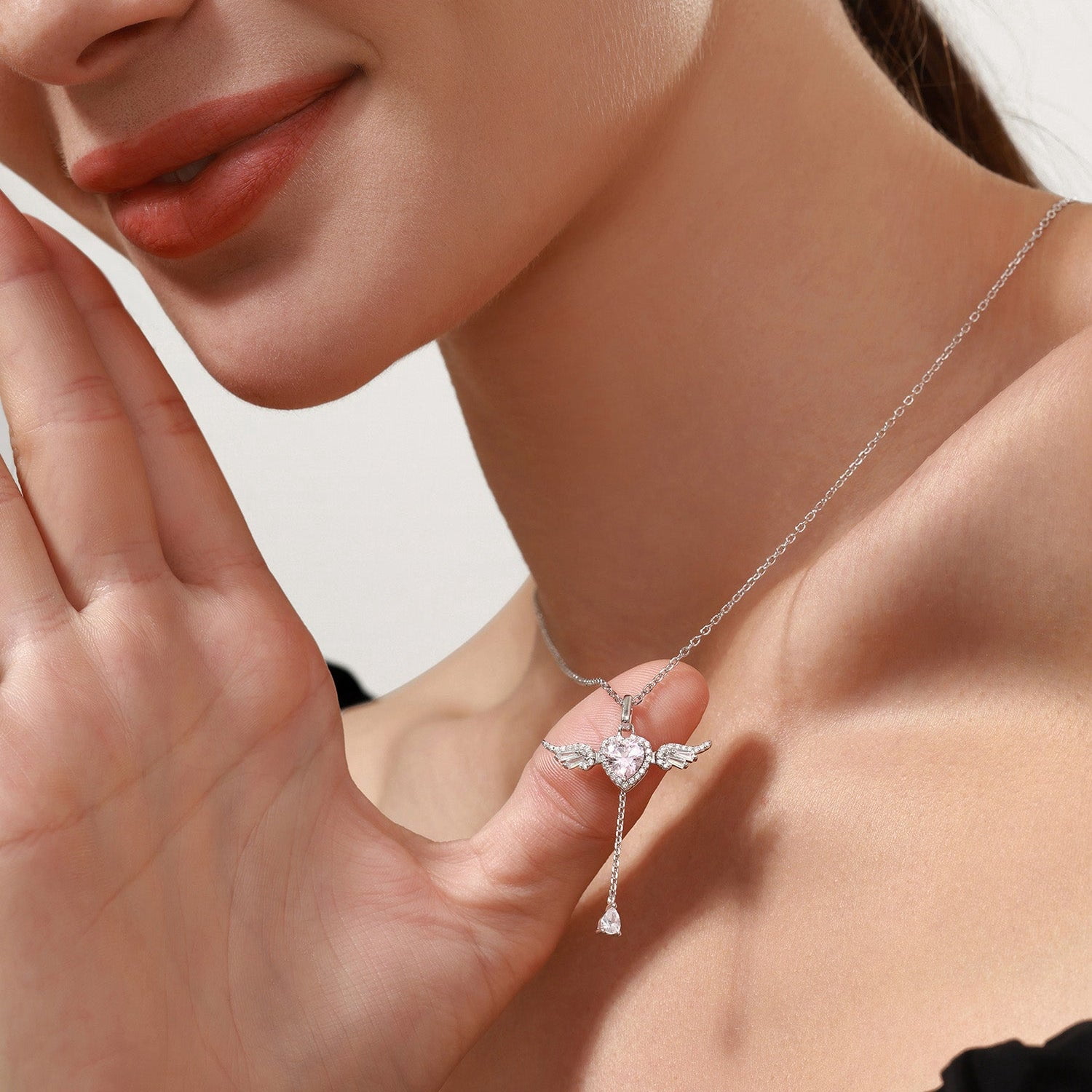 FANCIME "Angel's Love" Sterling Silver Necklace PInk - Image 4