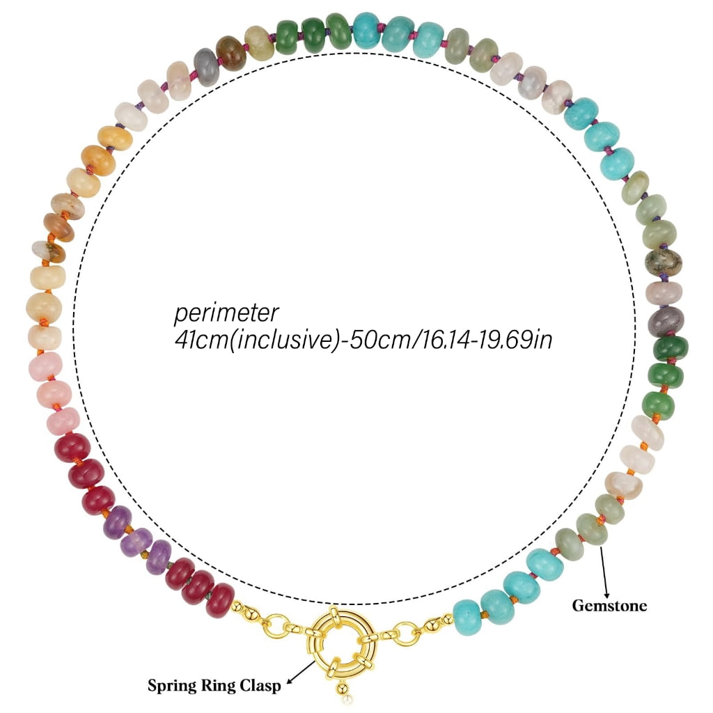 FENOHREFE Colorful Bead Necklace Handmade Necklace Adjustable Necklace Fashion Neck Jewelry Charm Necklace Present for Women - Image 2