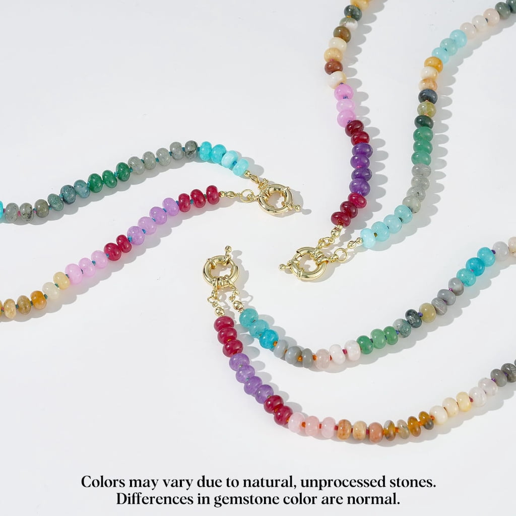 FENOHREFE Colorful Bead Necklace Handmade Necklace Adjustable Necklace Fashion Neck Jewelry Charm Necklace Present for Women - Image 5
